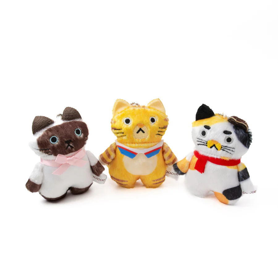Cacaocat 毛公仔掛飾 - 棕色與白色的貓咪「奶油貓」