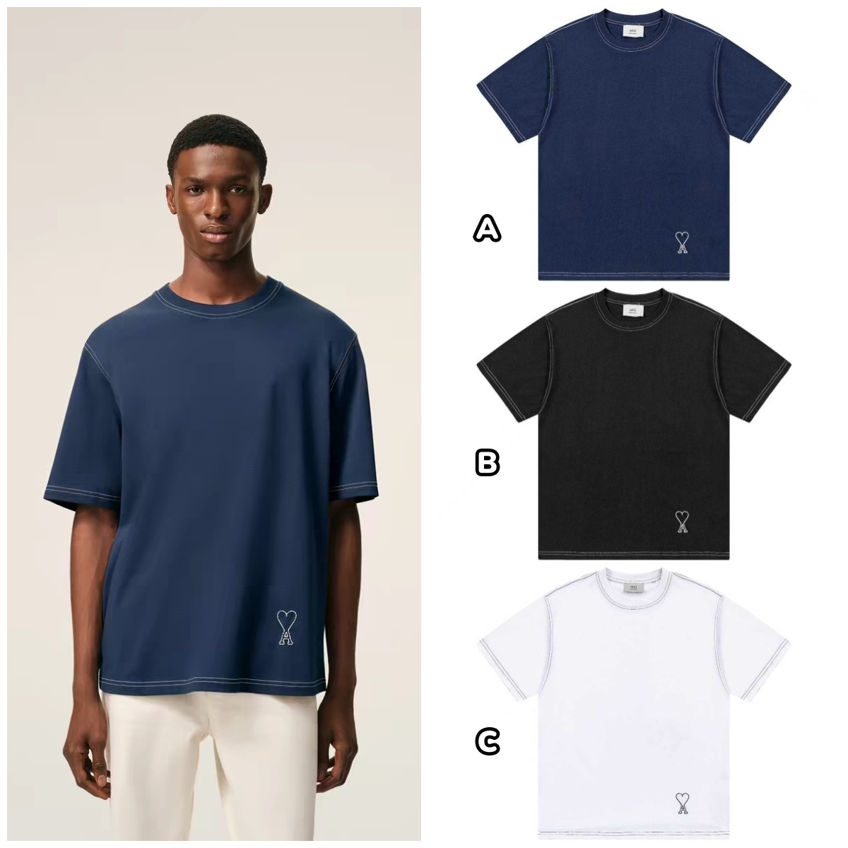 Ami Paris 經典有機棉愛心短袖Tee 男女同款