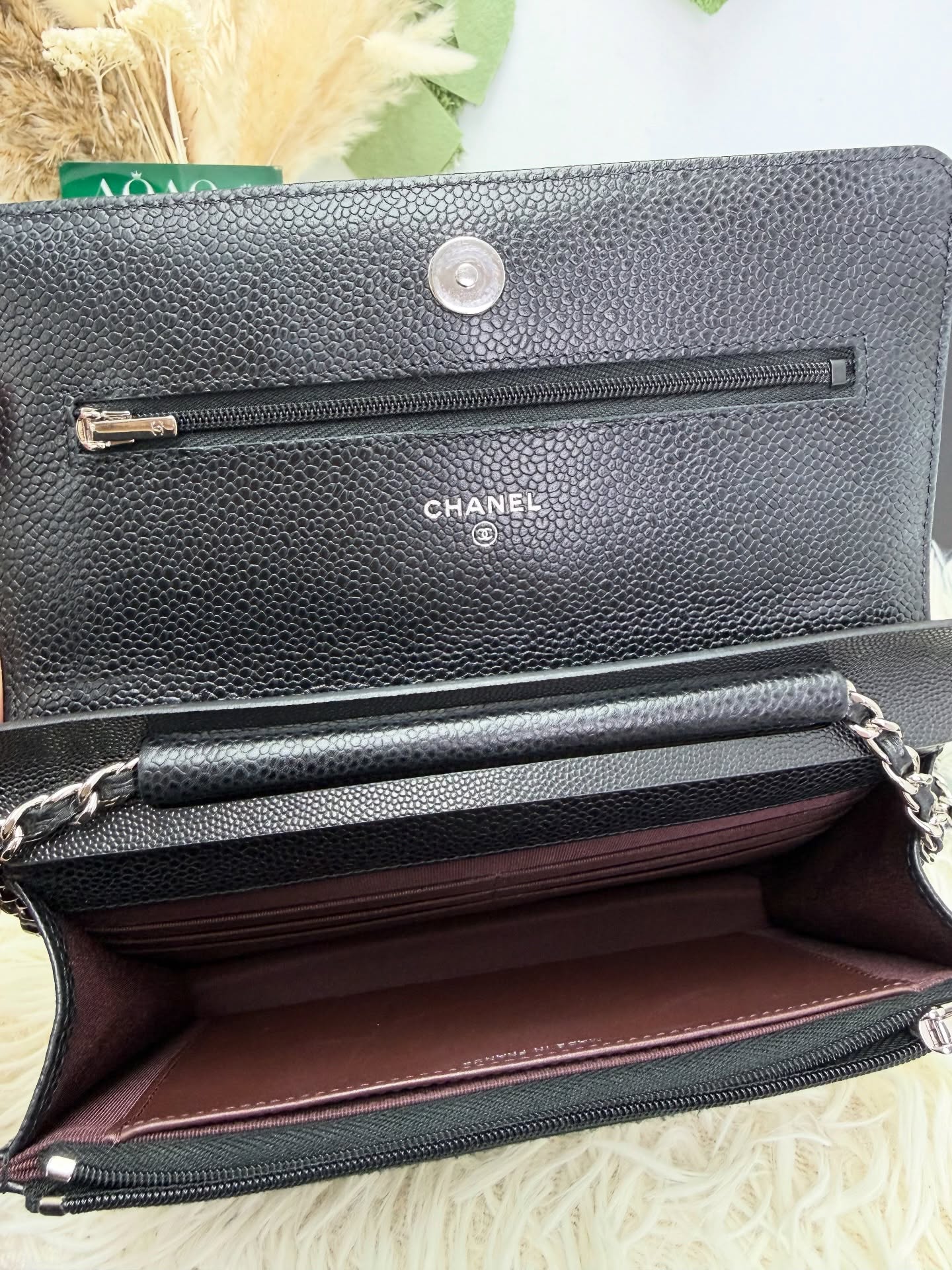 CHANEL 👜 PRE OWNED 🛍️黑銀荔枝皮 全套有單 專門店單