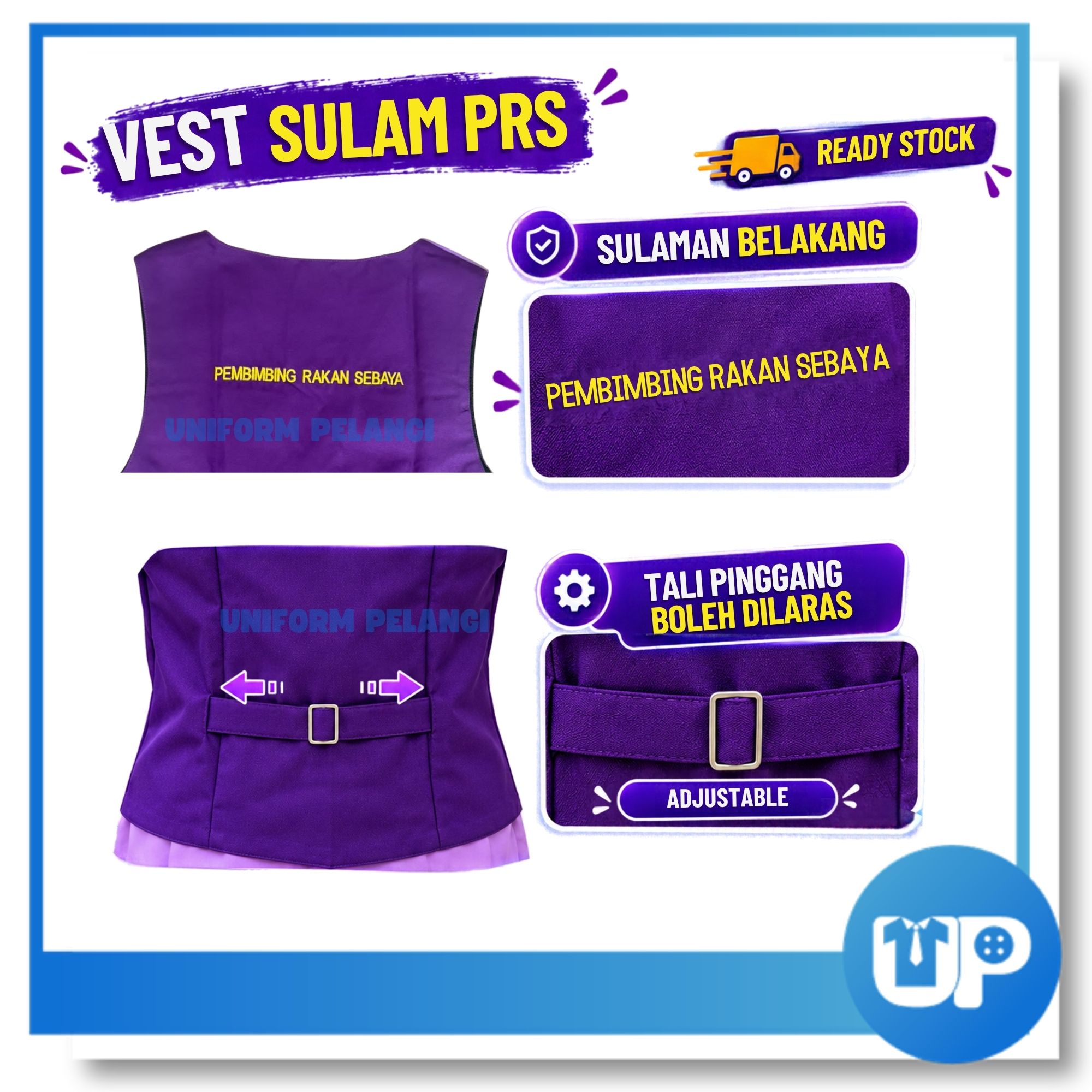 Falcon Vest PRS Sulam Pembimbing Rakan Sebaya Sekolah Rendah Menengah Tali Leher Original Warna Ungu