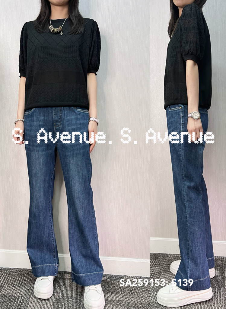 SA259153: 泡泡袖織花圖案線top