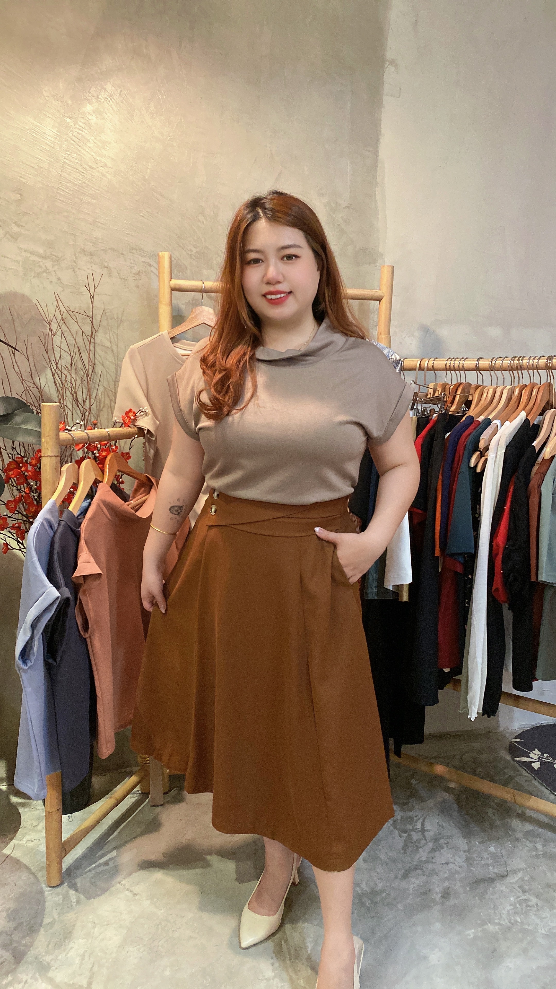 ✨4600号-西装双扣设计A字长裙