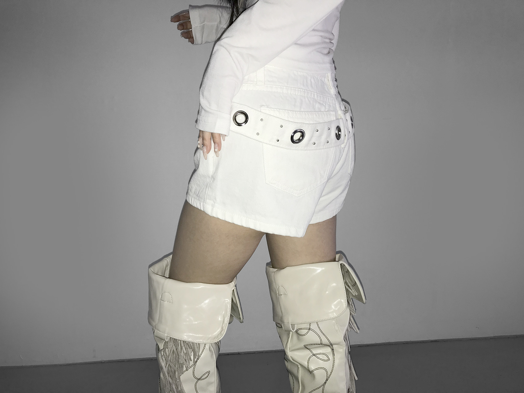 Grommet Belt Mini Shorts