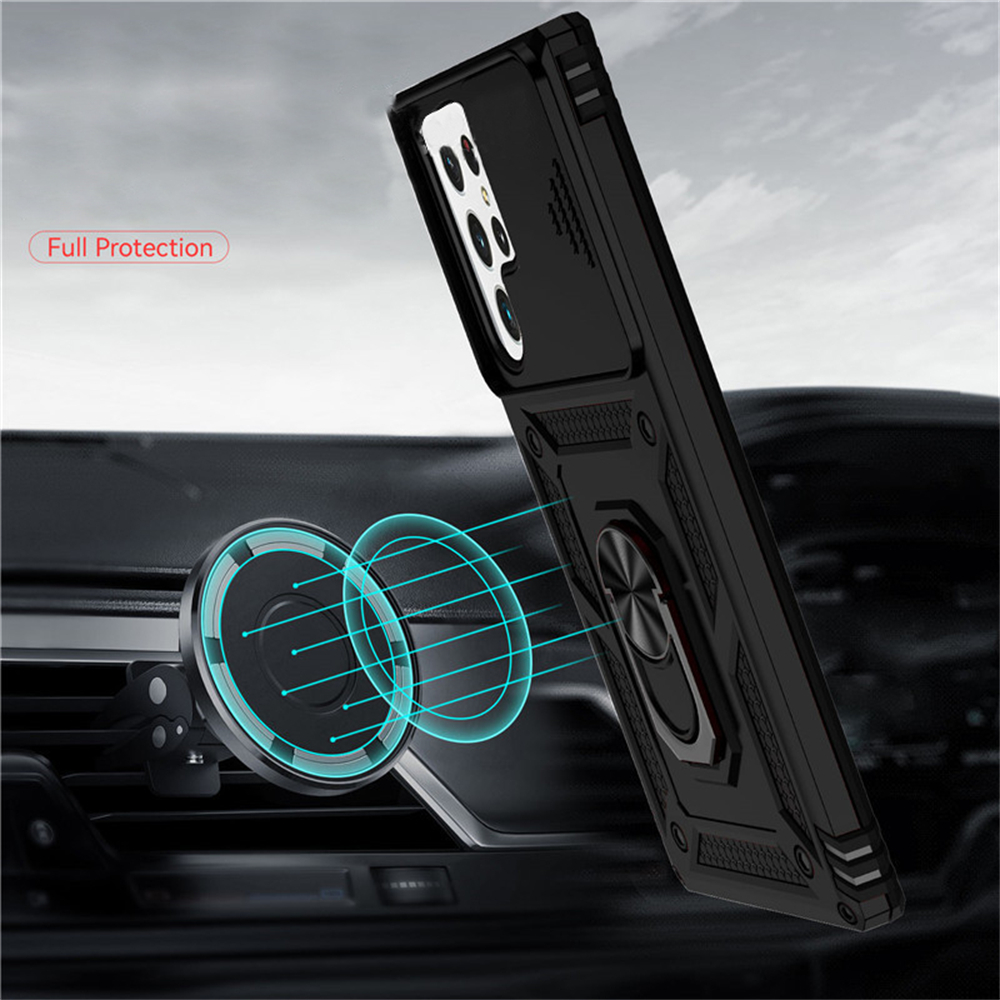 [紅色][適用於三星S24Ultra] 車載防摔保護套 磁性手機保護殼 戒指支架手機殼 [平行進口] PC6292