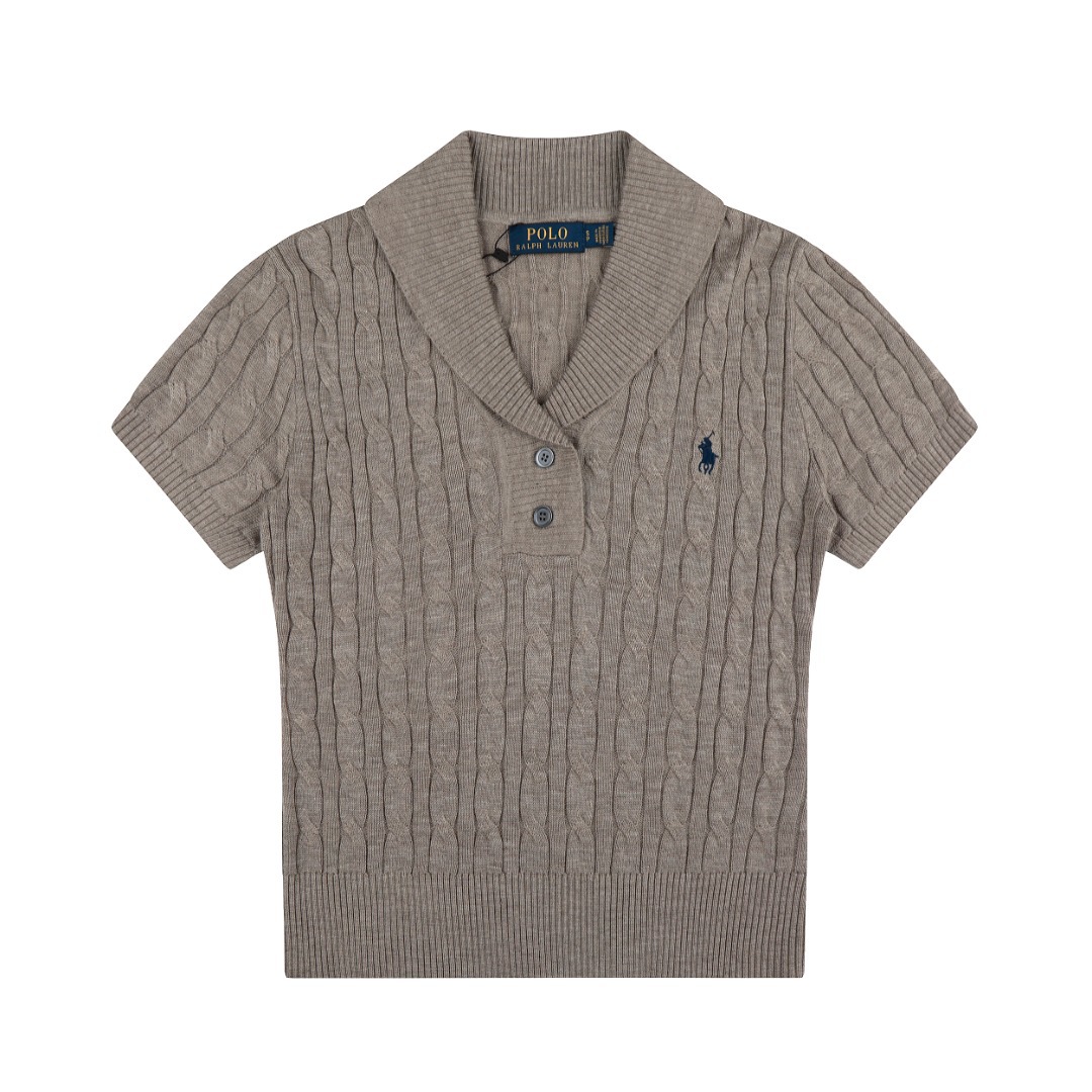 預訂 RL Polo 小馬刺繡麻花針織短袖棉衫 