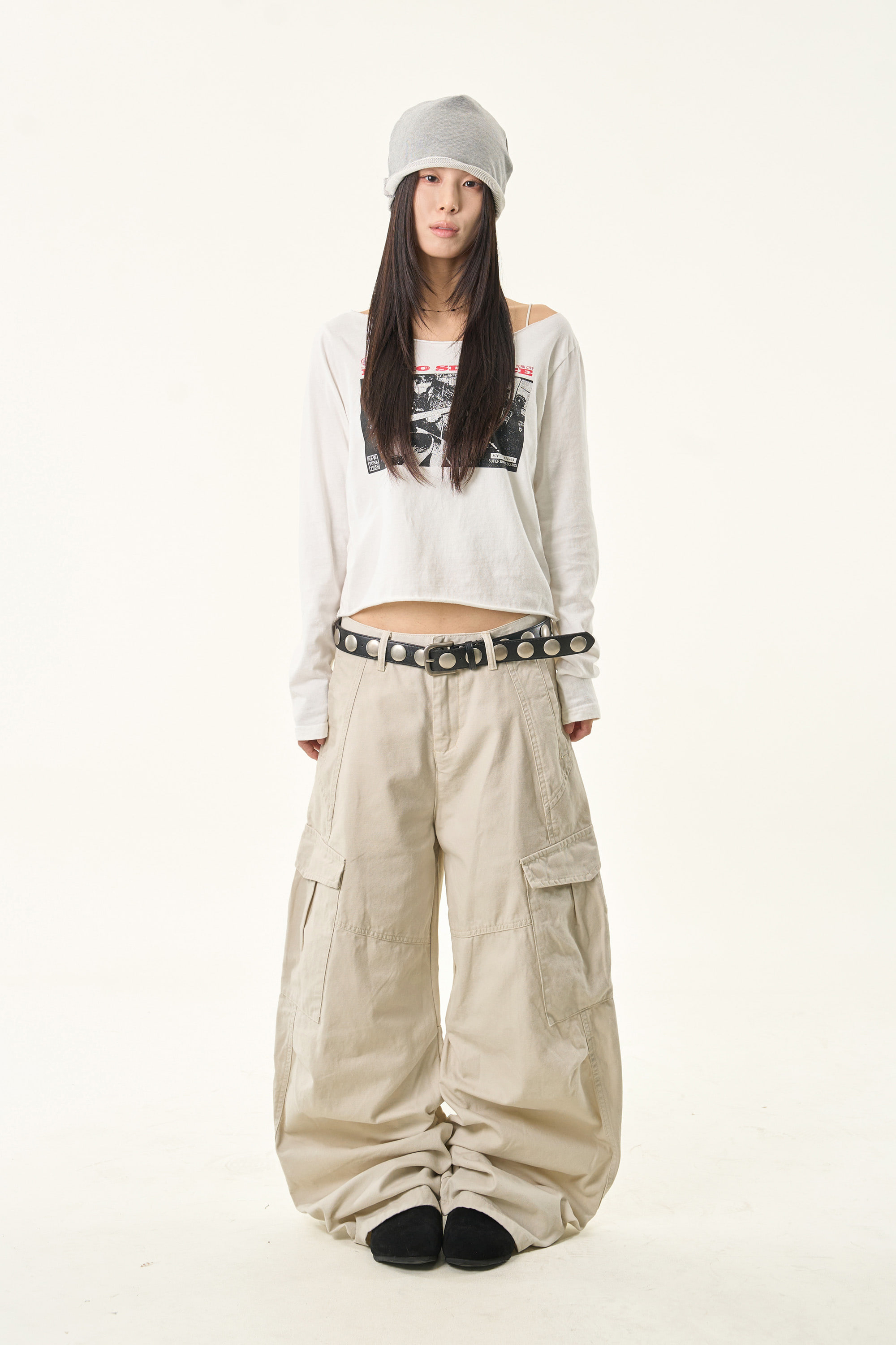 Cotton Wide-Leg Cargo Pants