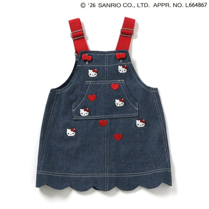 🇯🇵預訂 日本直送🇯🇵Apres les cours x Sanrio系列愛心人物刺繡袋鼠口袋牛仔吊帶裙