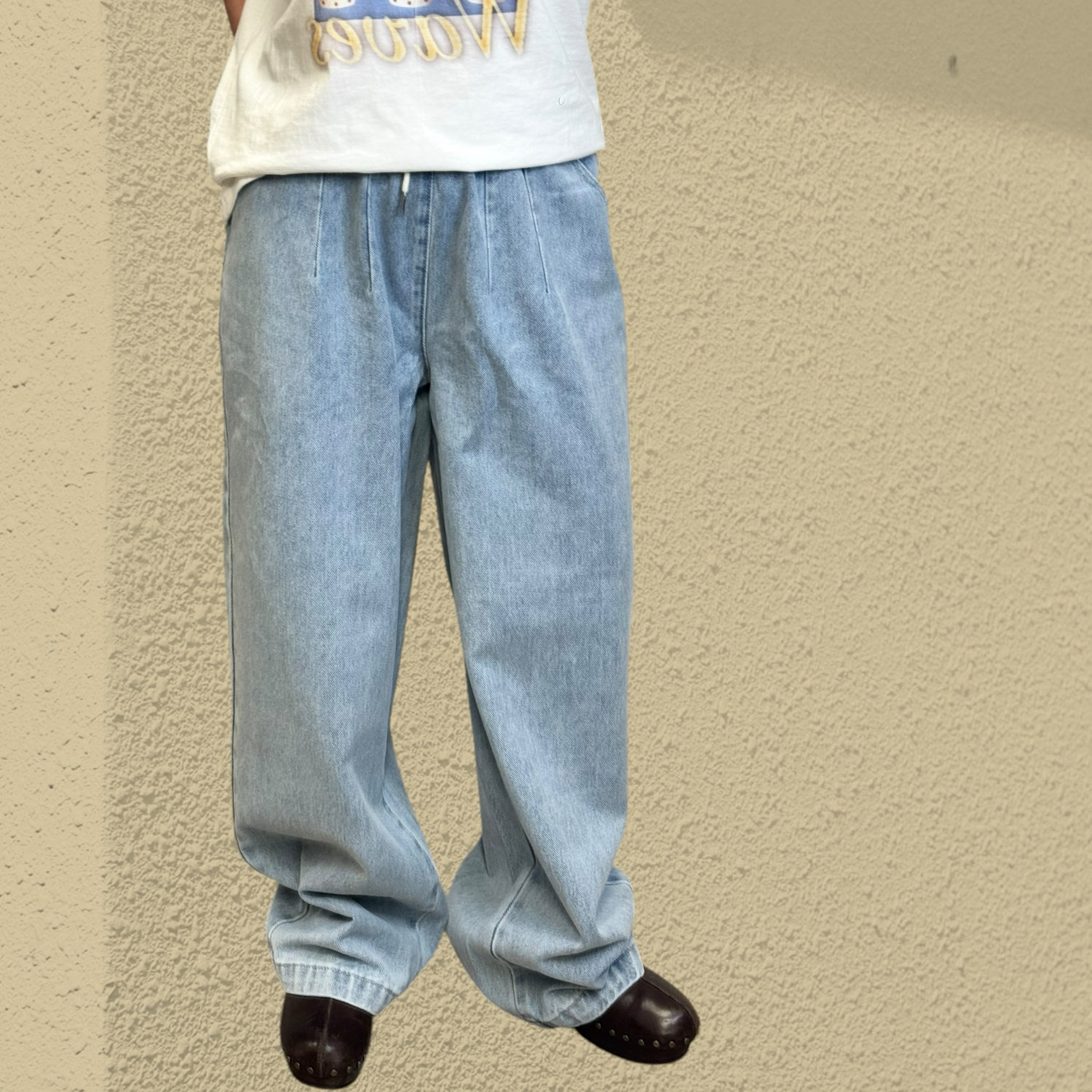 221183 全橡筋腰洗水牛仔褲