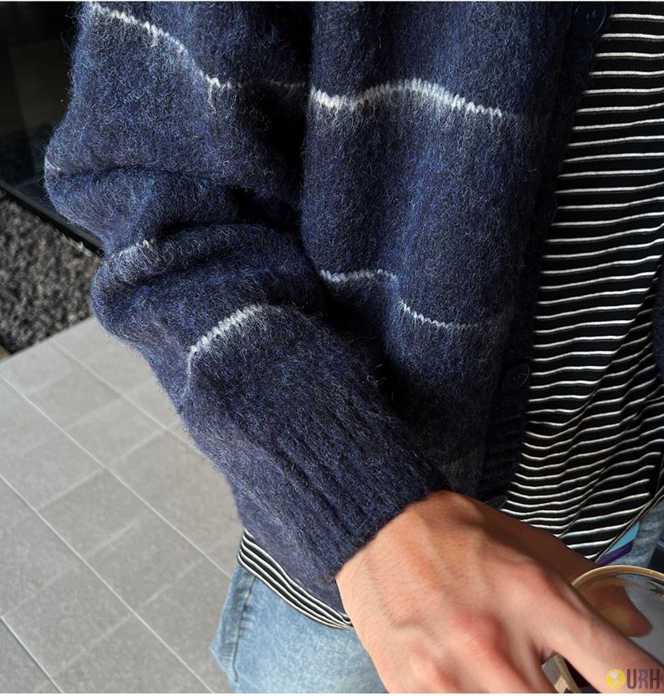 【100%保證韓國直送】漸層條紋羊毛刷毛針織外套 [3 color] RG165751