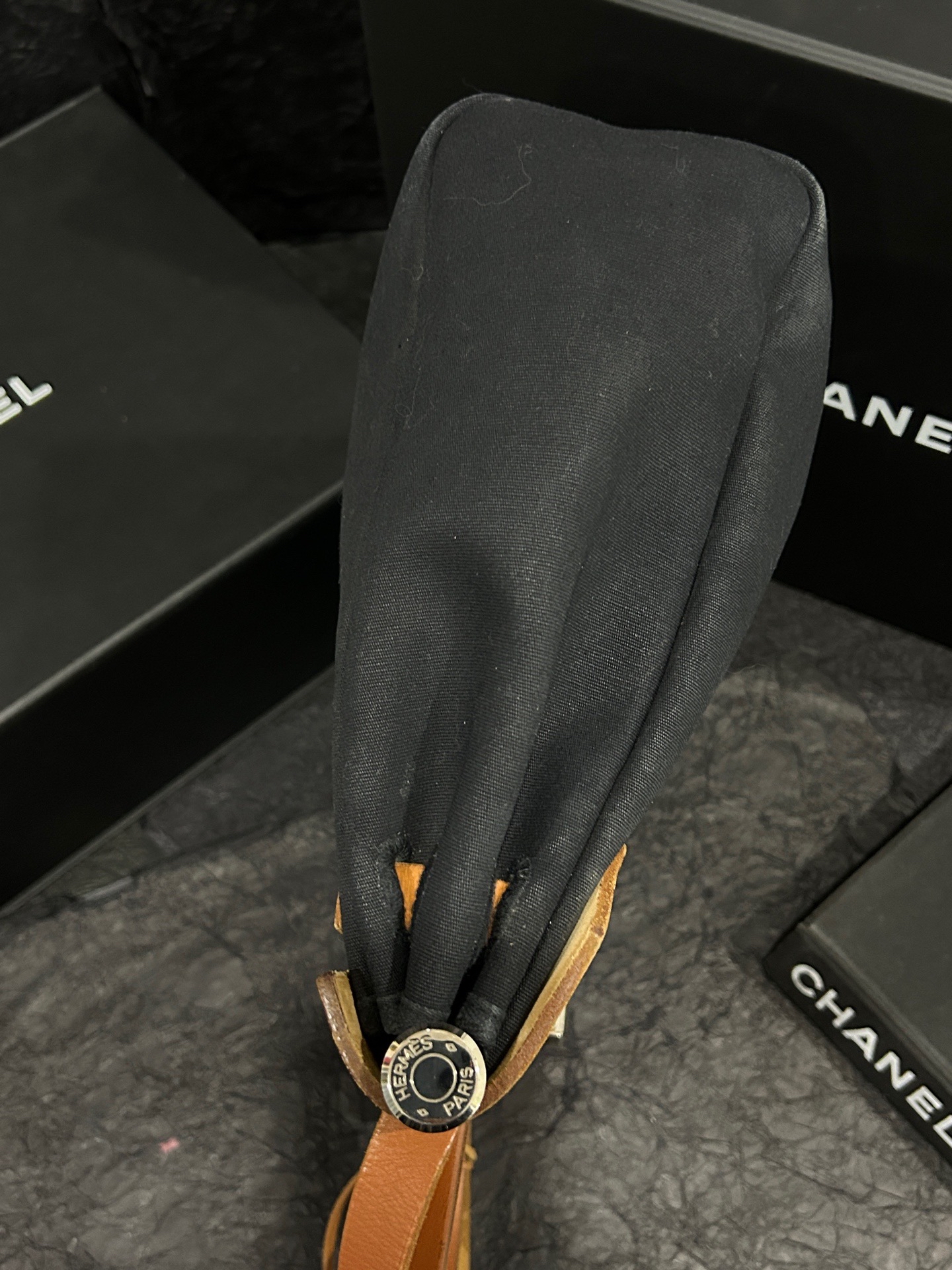 【預訂貨品】Hermes 黑色帆布拼皮31bag 