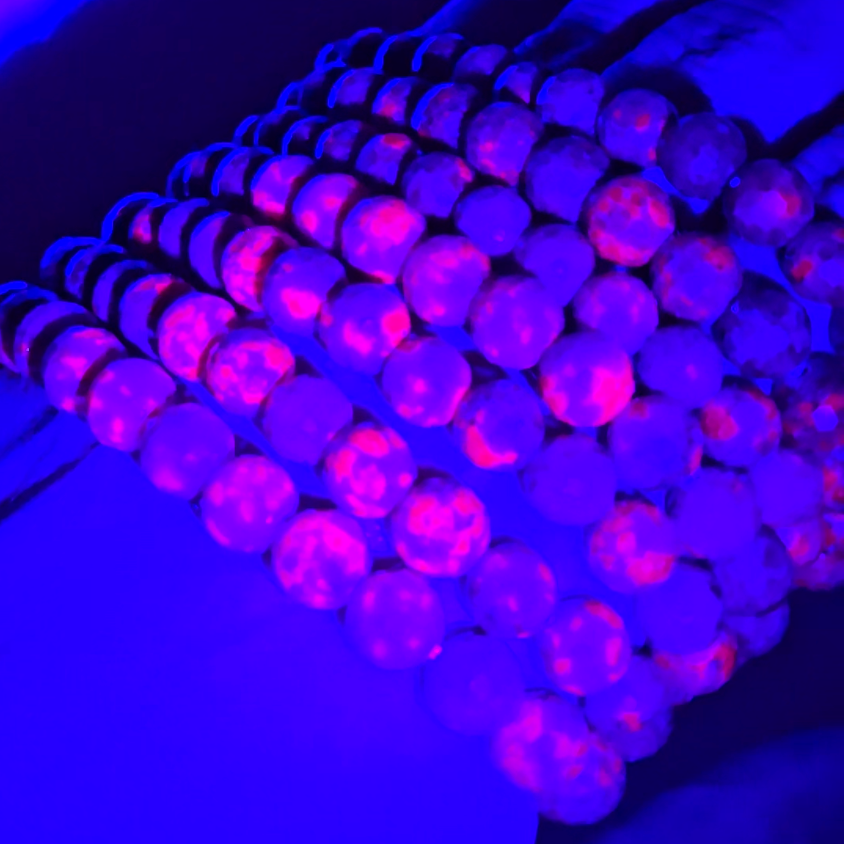 Ruby in kyanite faceted bead bracelets with UV, smaller beads - RBY146