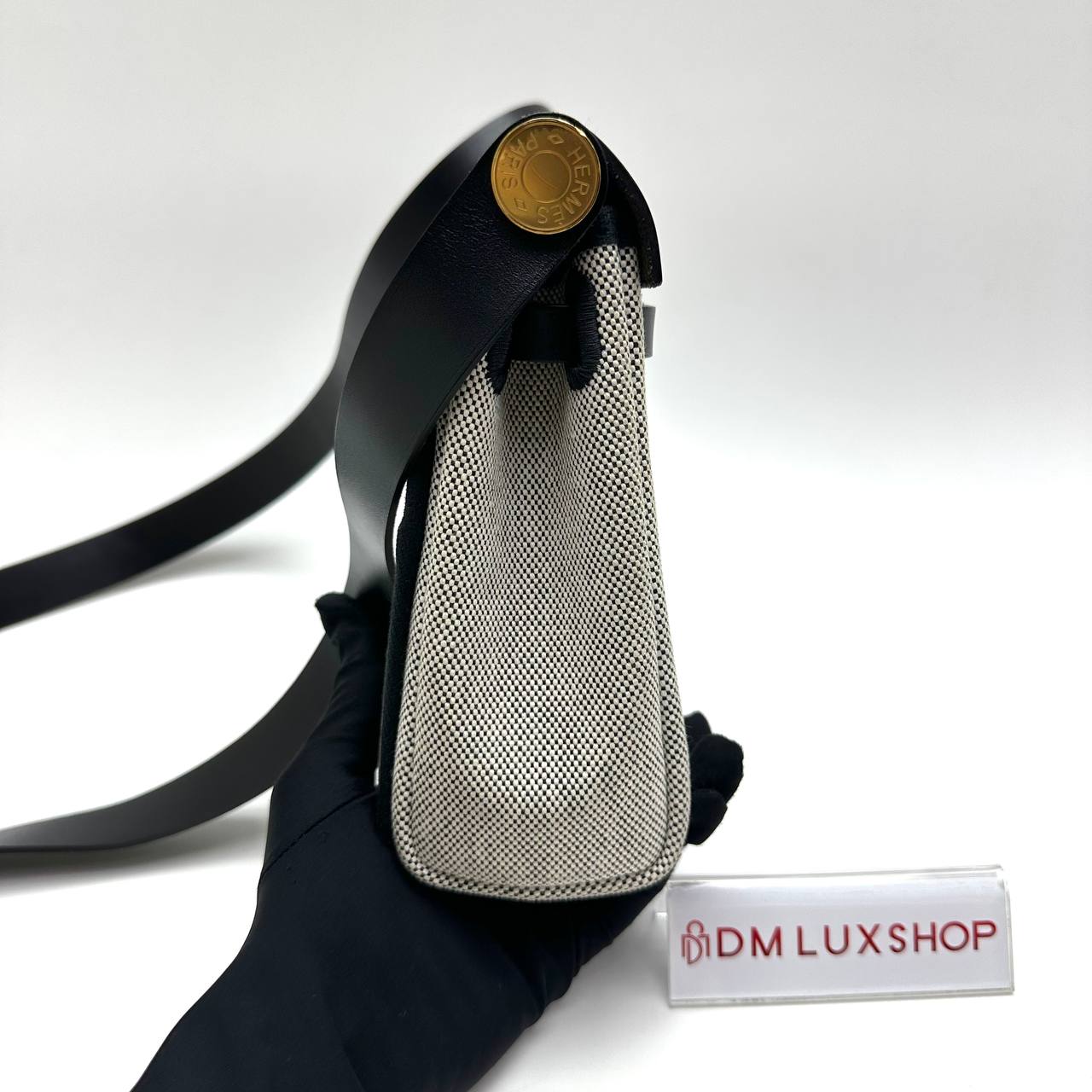 Hermes Canvas Black Mini Herbag 20 GHW (Stamp W, Y: 2024)