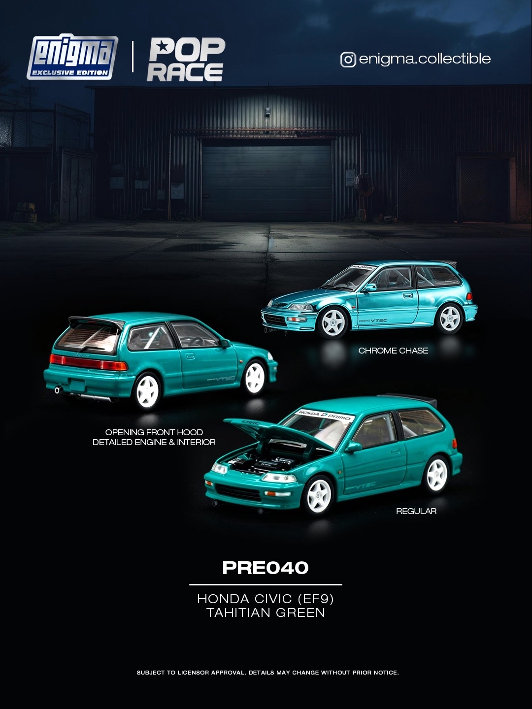 (預訂 Pre Order) Poprace (PRE040) HONDA CIVIC (EF9) - TAHITIAN GREEN