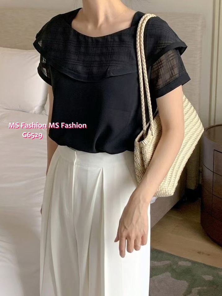 G6529 靚料拼格紋top