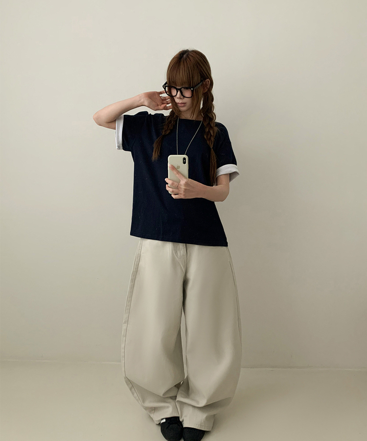 Contrast Cuff Short Sleeve Tee