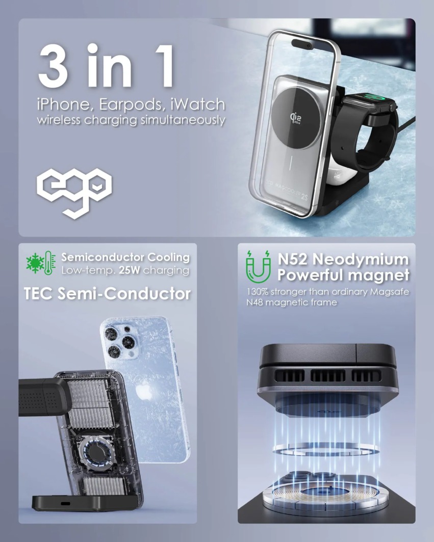 香港行貨 一年保養 ego MagCooler 2S@ 3in1 半導體制冷無線充電器 橙色 HT-569-ORANGE 