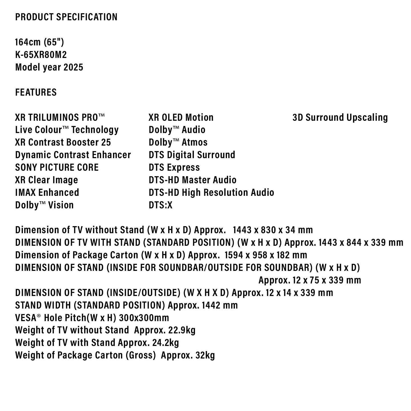 Sony 65" BRAVIA 8 OLED 4K Google TV (K-65XR80M2)