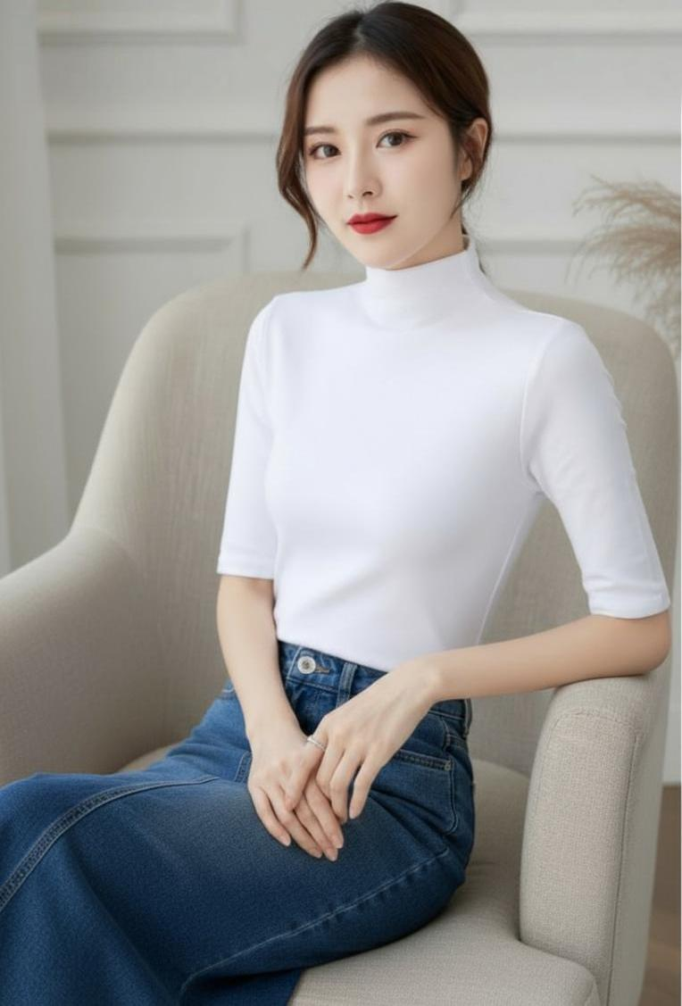 Mock Neck Half Sleeve Top