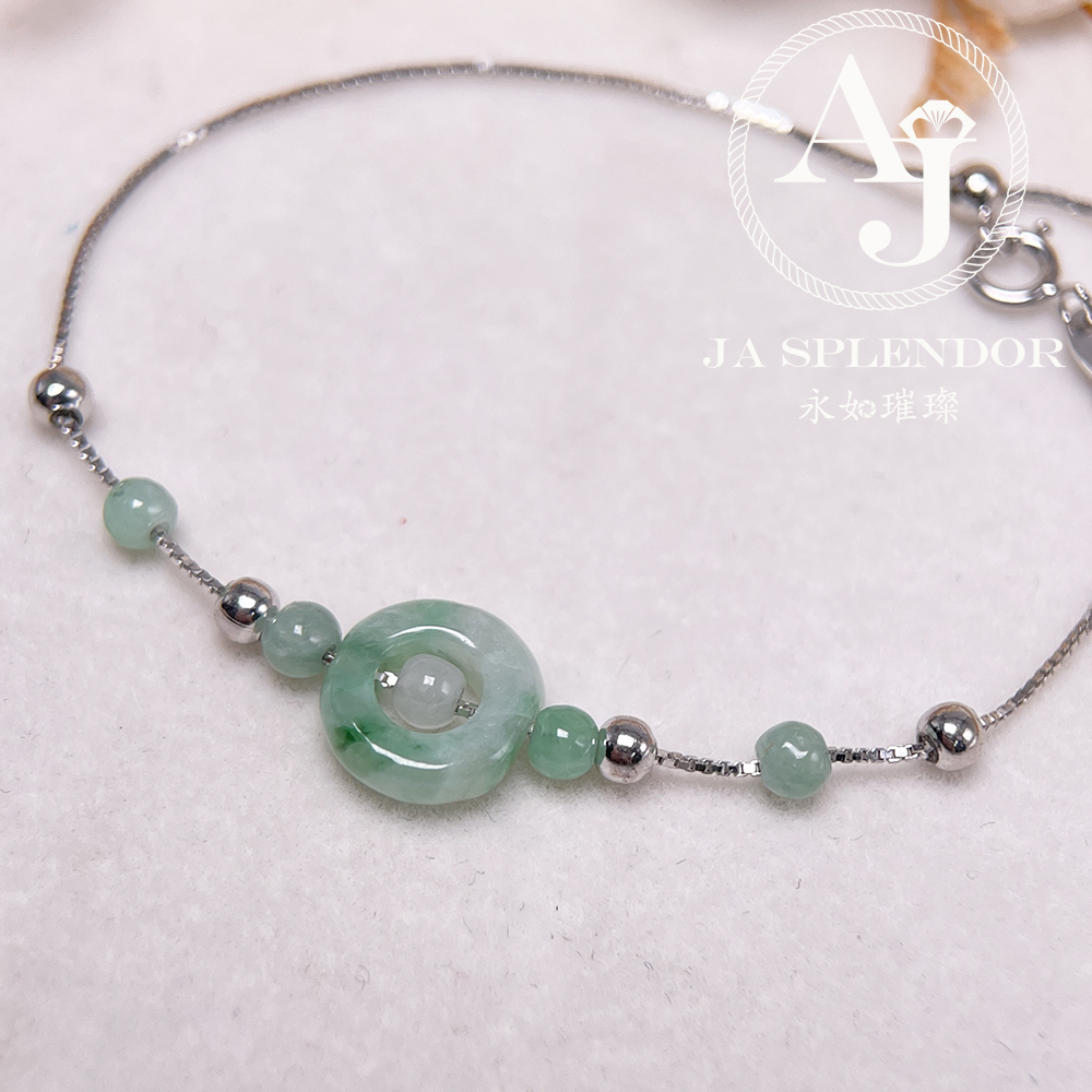 D-36J 天然翡翠A玉 薄荷糖系列純銀手鏈