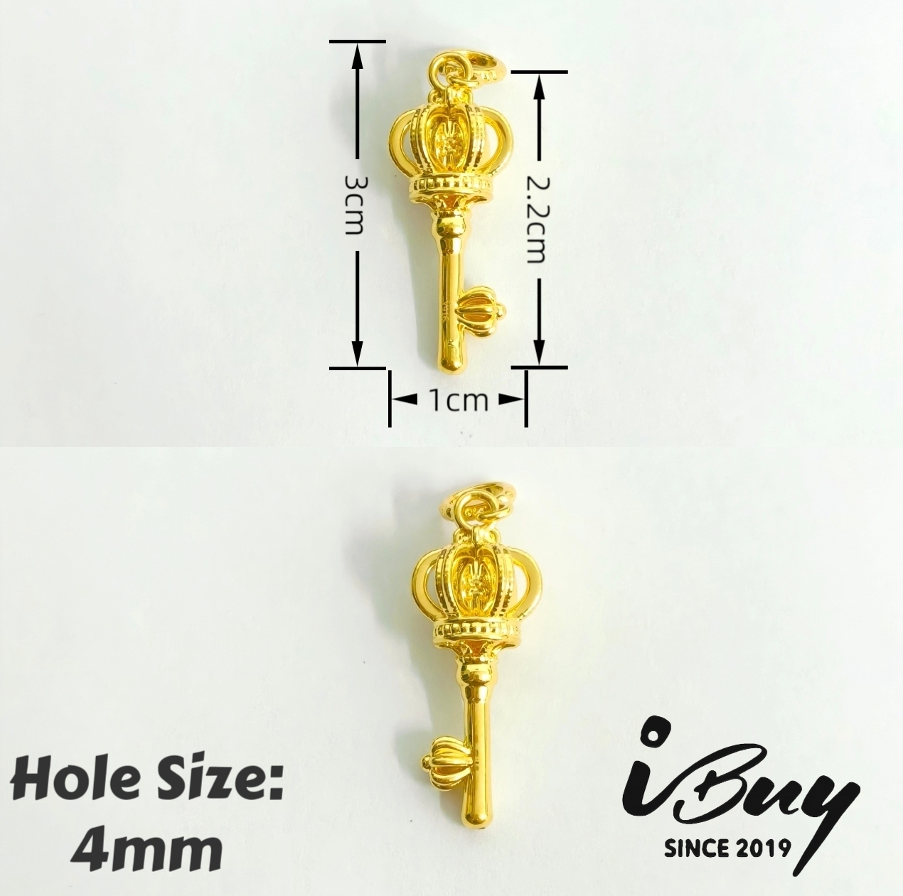 916 HARD GOLD CROWN KEY CHARM 916 硬金 王冠钥匙串咀