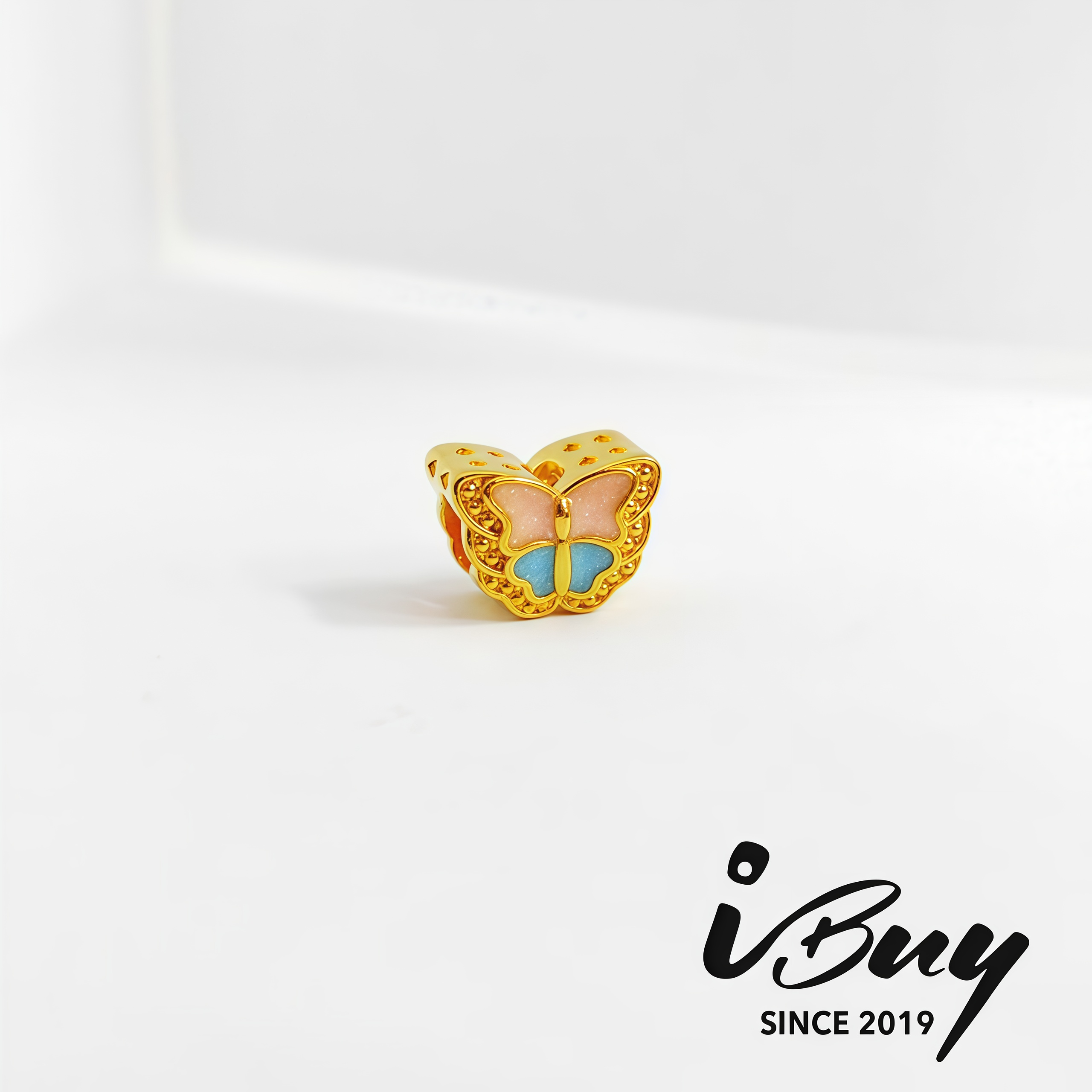 916 HARD GOLD ENAMEL STARRY SKY BUTTERFLY BEAD 916 硬金 珐琅星空蝴蝶串咀