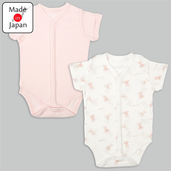 🇯🇵預訂 日本直送🇯🇵日本製小兔印花純棉前開式短袖包屁衣兩件套