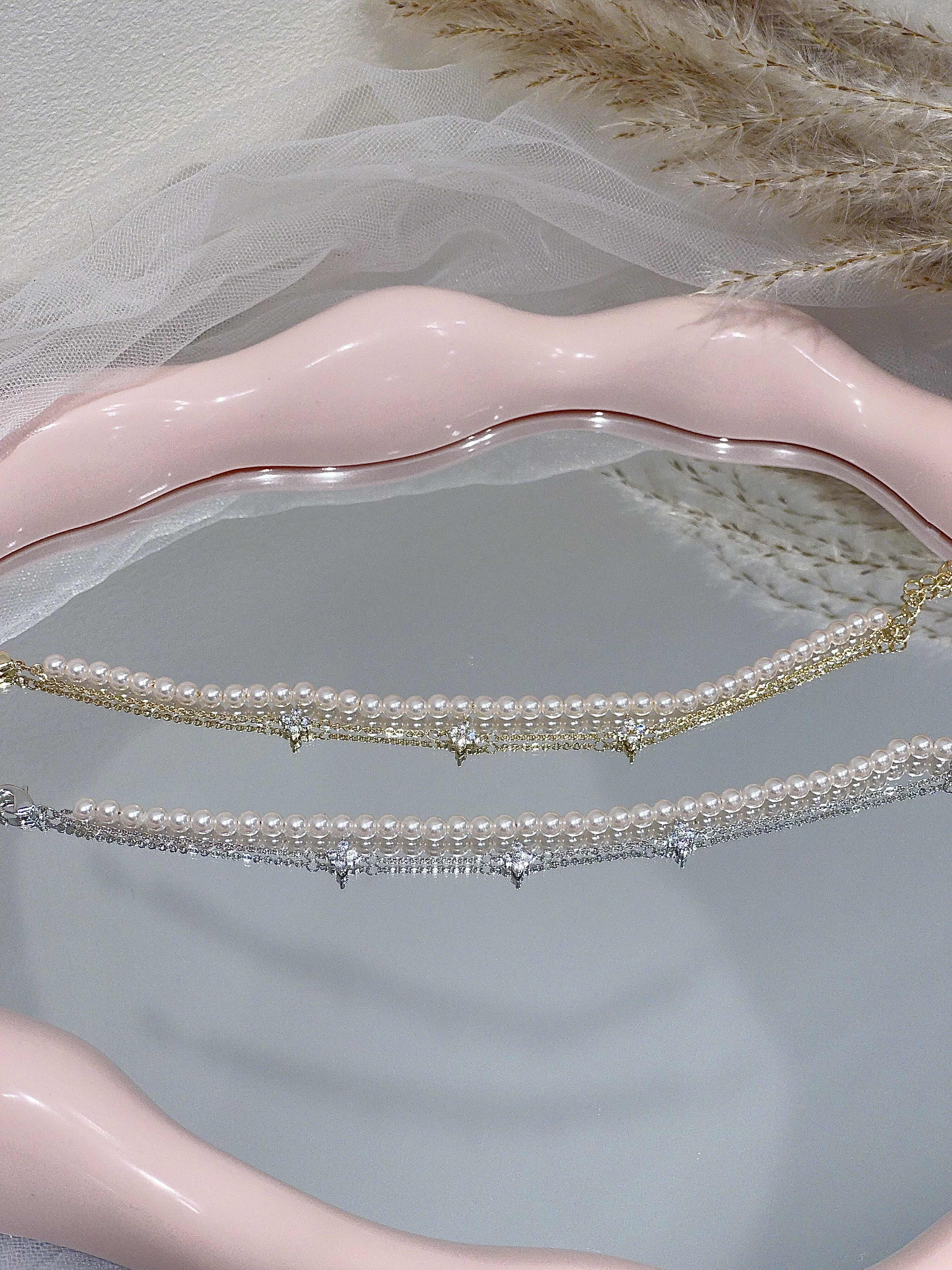 四叶草×珍珠双链手链