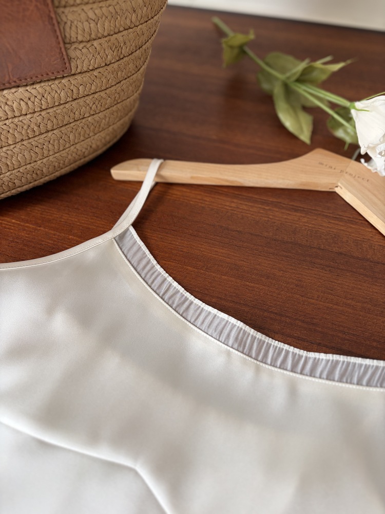 Silky Shirred Trim Camisole (Ivory)