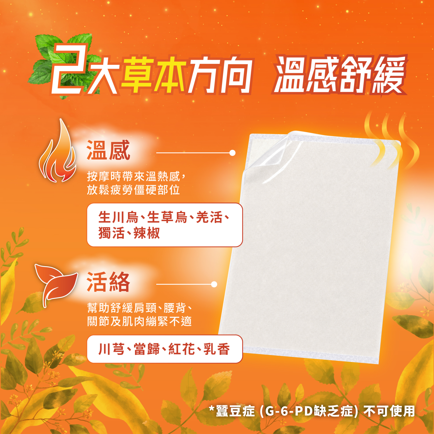 森源 - 熱感痛貼 10片｜草本溫感配方｜熱敷｜酸痛｜暖貼｜痛楚｜促進循環｜獨立包裝｜貼敷方便｜日常放鬆之選｜簡單方便