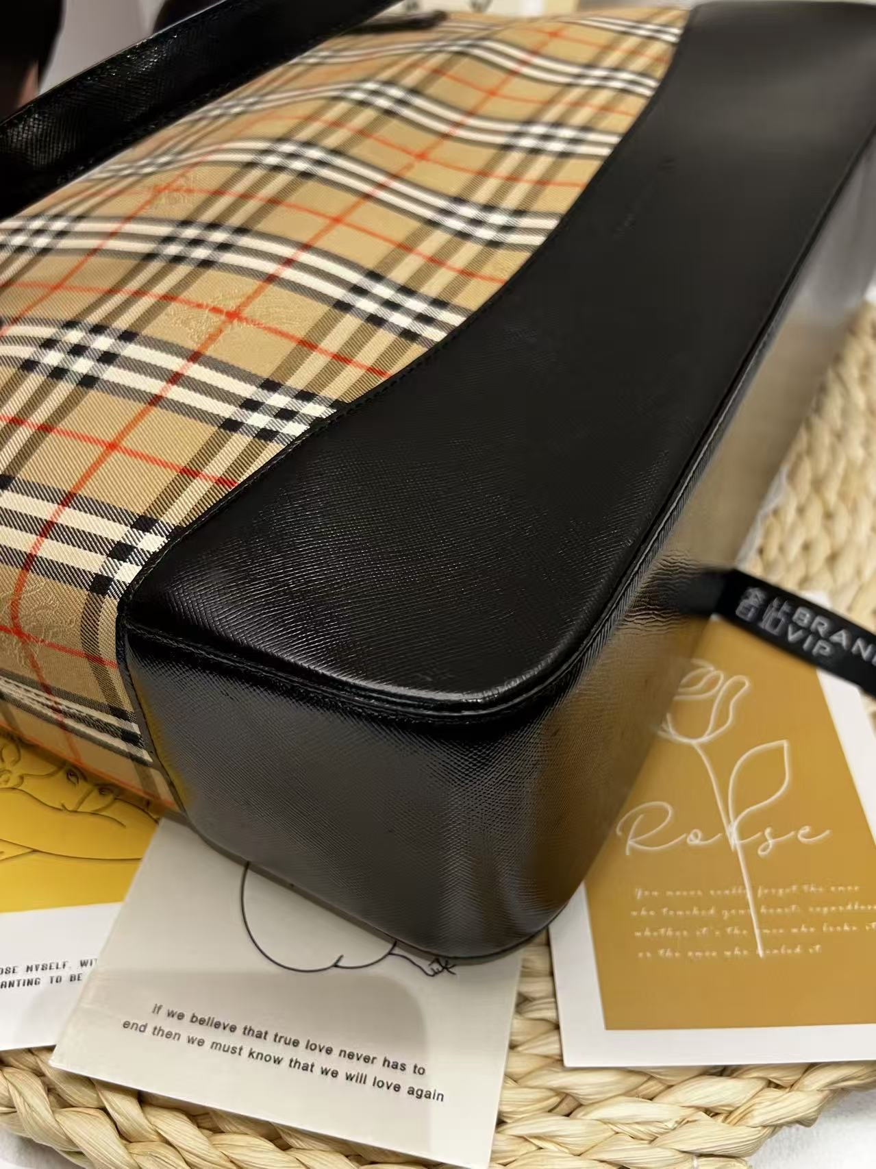 Burberry Vintage Haymarket Check Tote