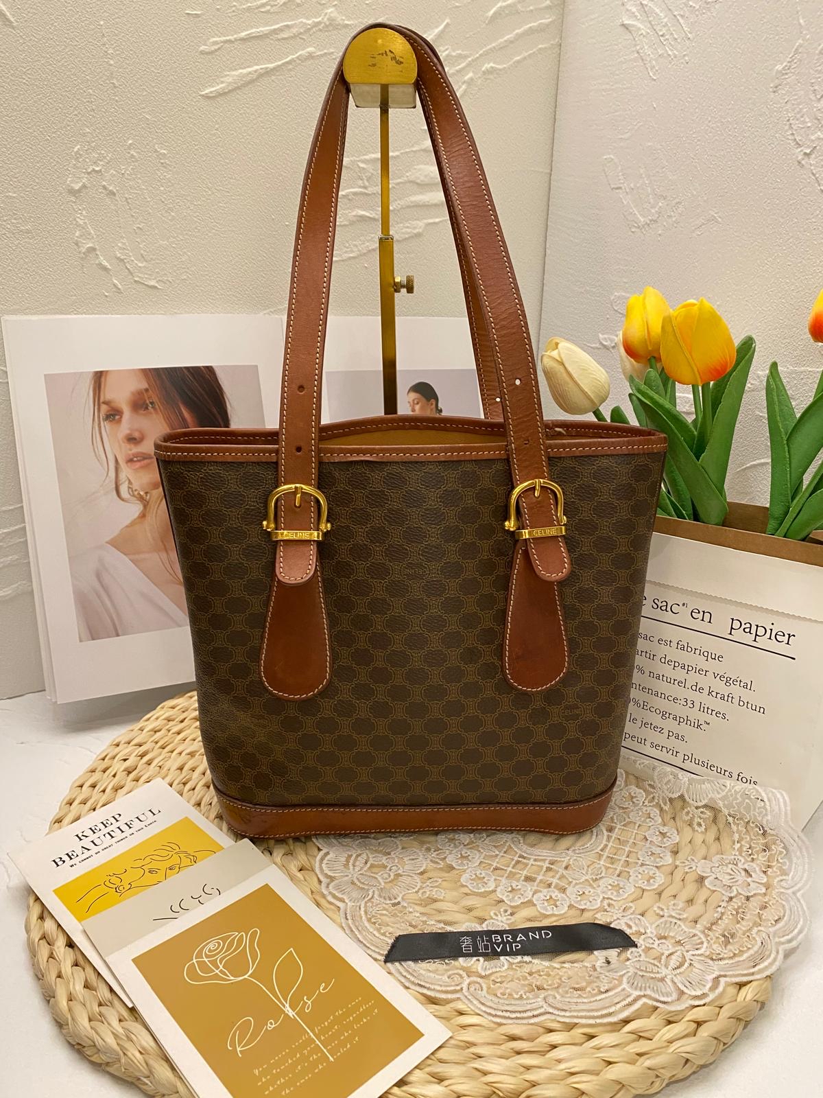 Celine Vintage Macadam Triomphe Bucket Bag