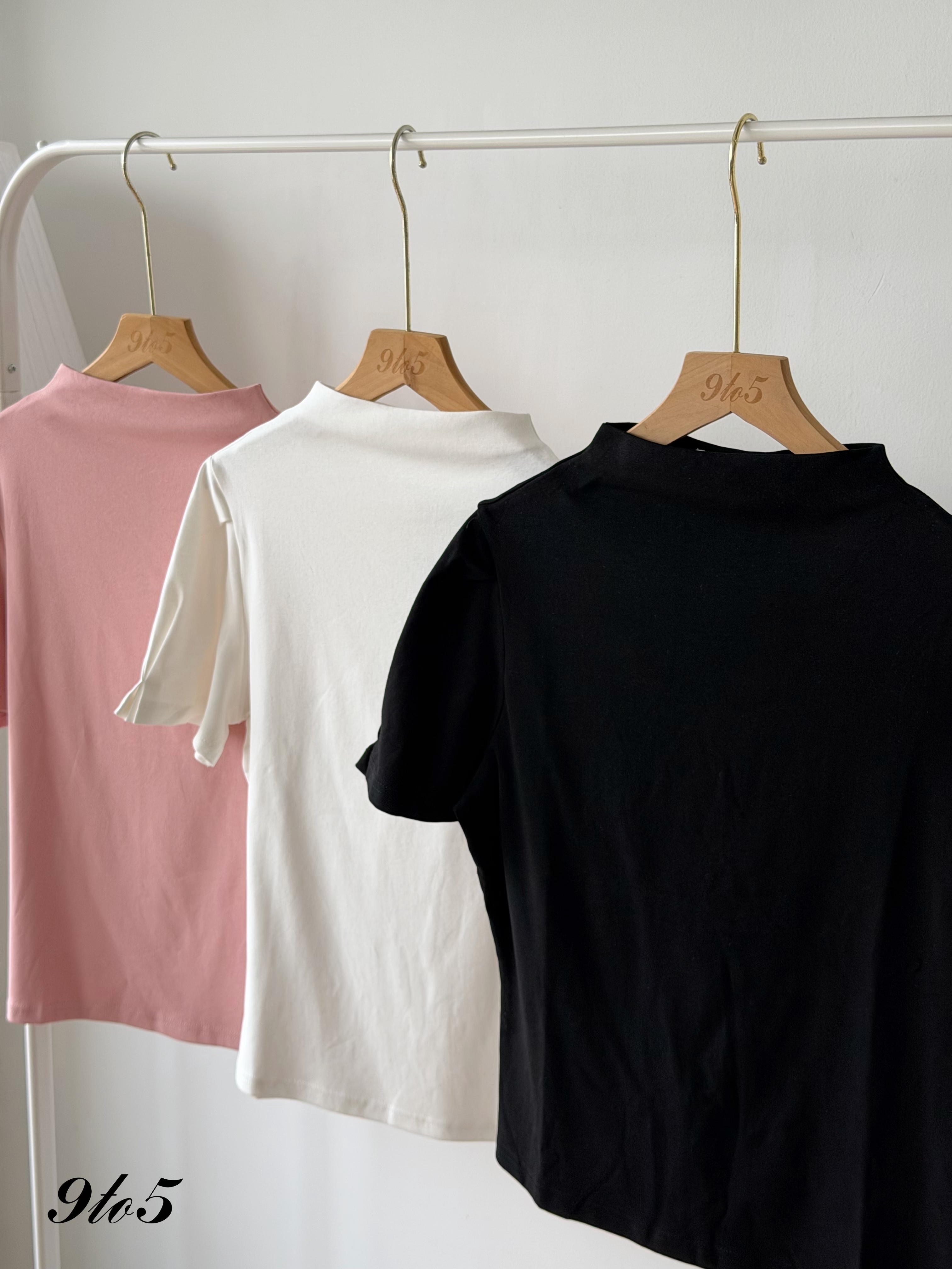 T4461 Puff Sleeve Mock Neck Top - 3 Colors 