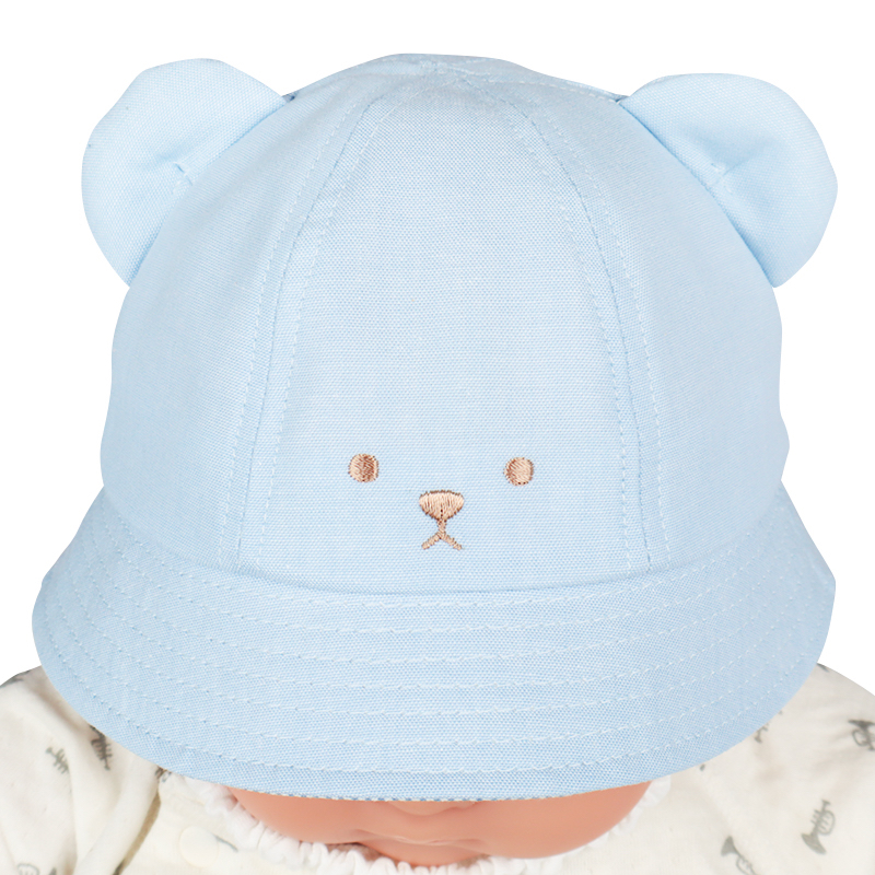 🇯🇵預訂 日本直送🇯🇵日本製藍色立體熊耳朵條紋嬰幼兒帽防UV