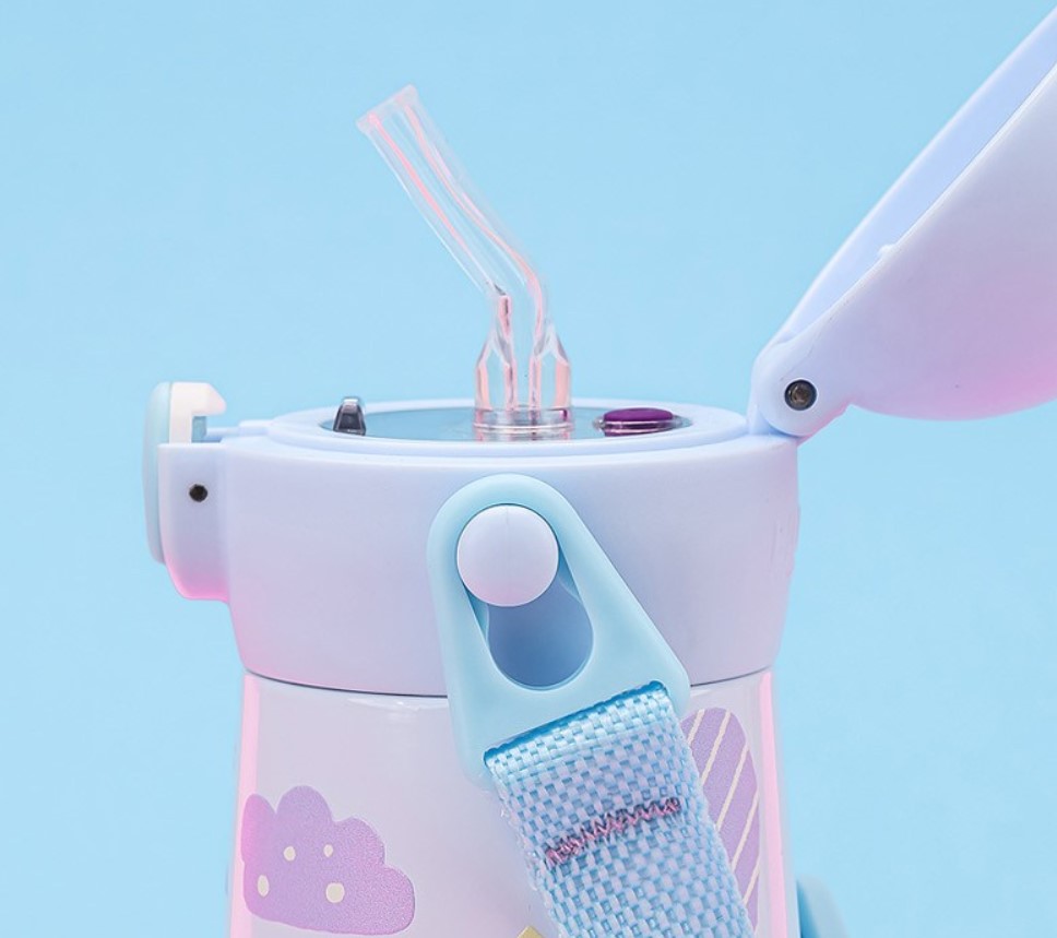 【預訂】韓國直送 Sanrio Cinnamoroll / Hello Kitty 一觸式肩帶雙層不鏽鋼迷你吸管水瓶