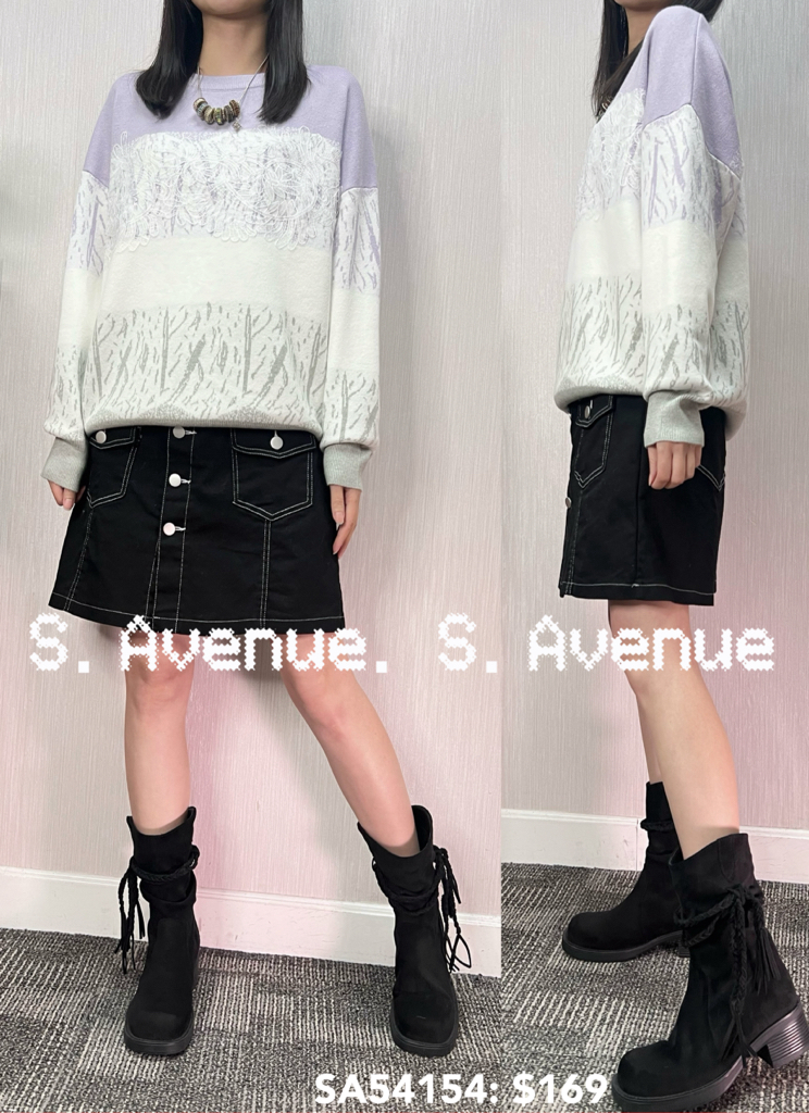 SA54154: 長袖拼間色拼lace軟冷top