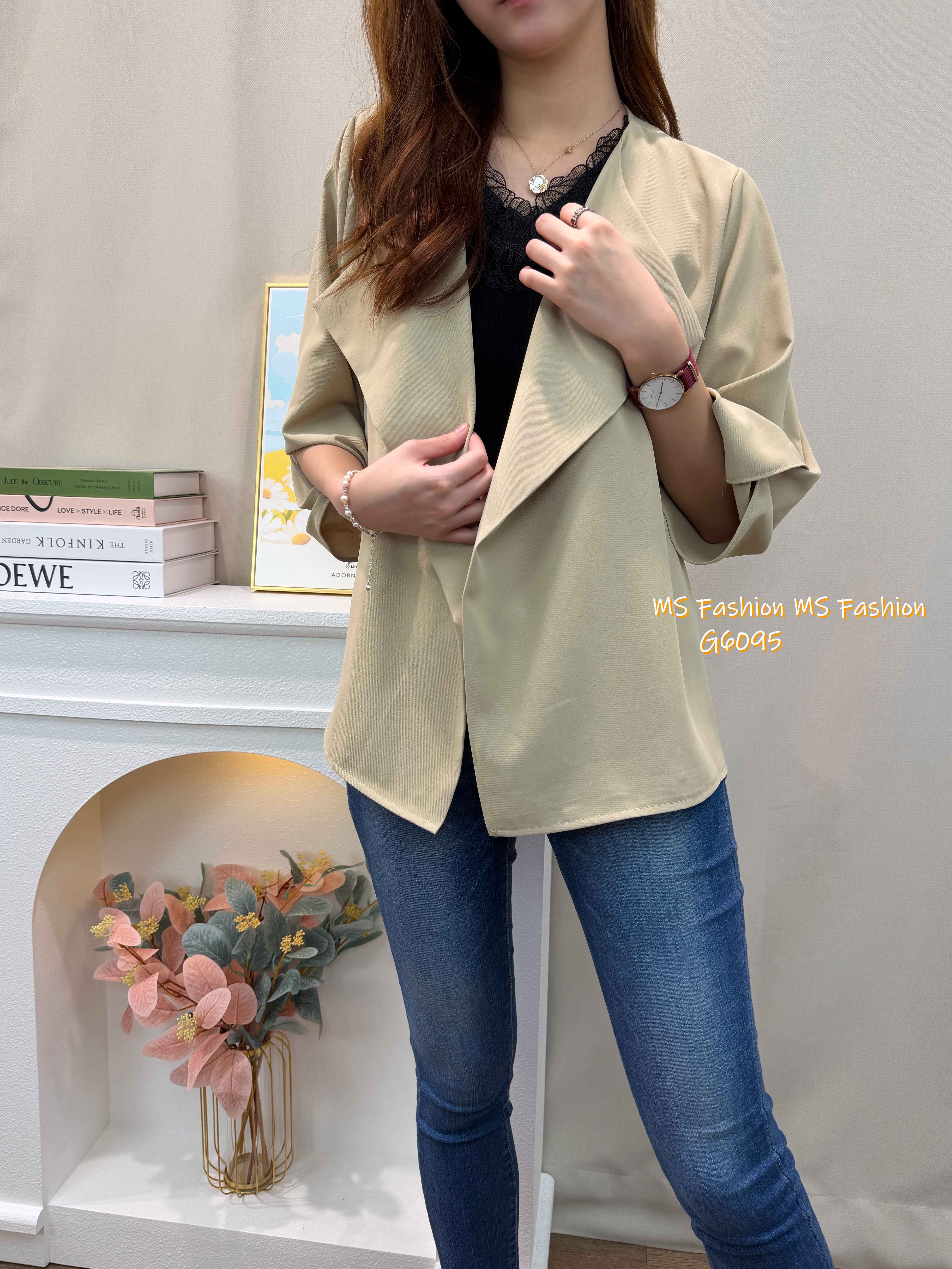 G6095 韓國🇰🇷開胸扭結袖薄外套