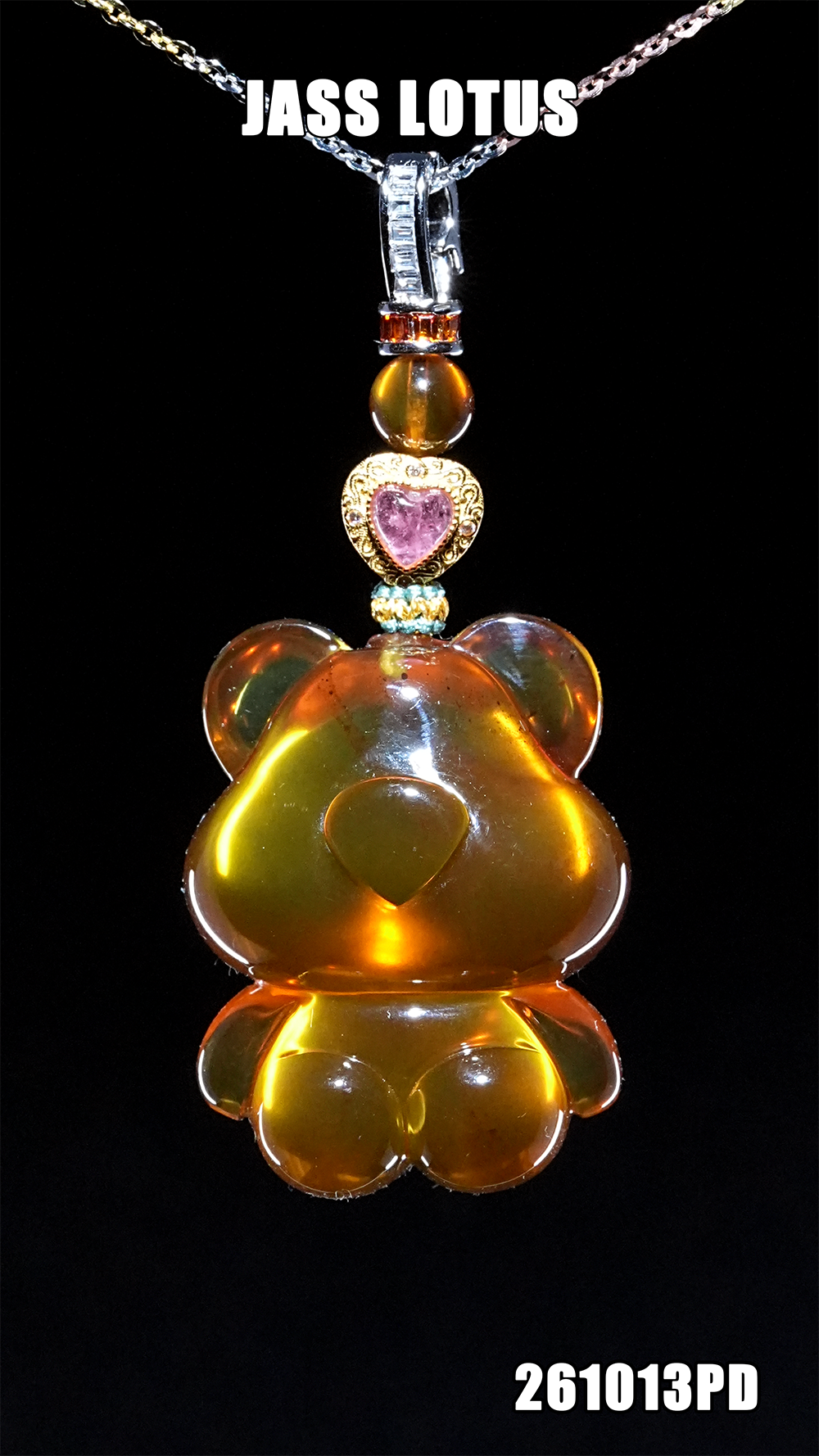 緬甸天然琥珀金棕黄珀熊仔吊墜