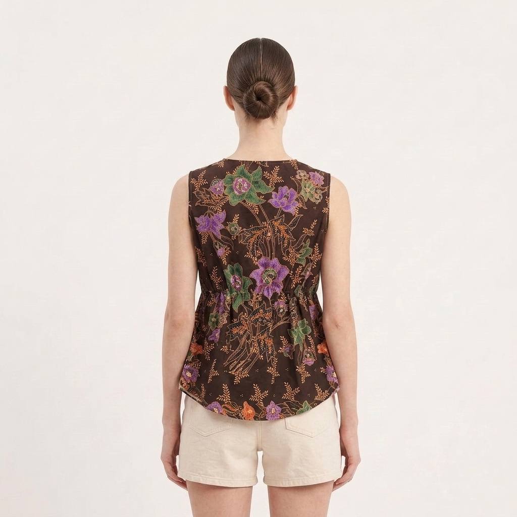 T3430 - Knotted Sleeveless Batik Top 