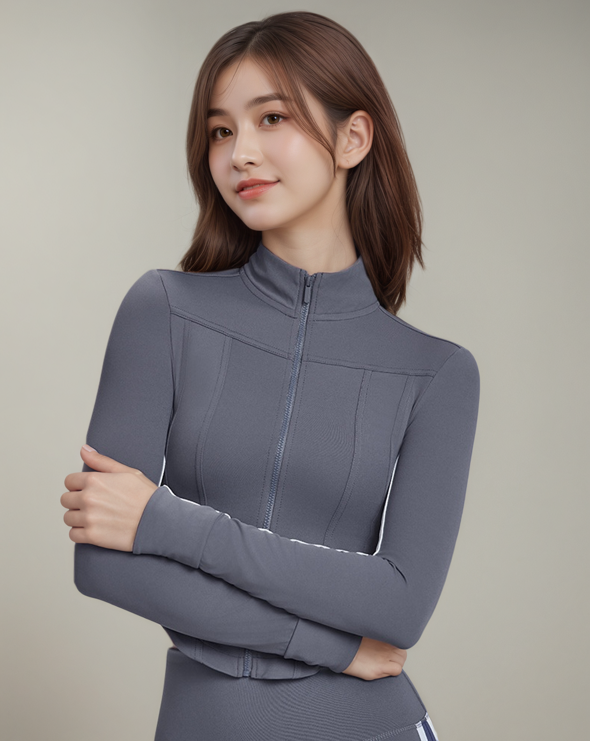 高級感修身立領拉鍊瑜珈外套