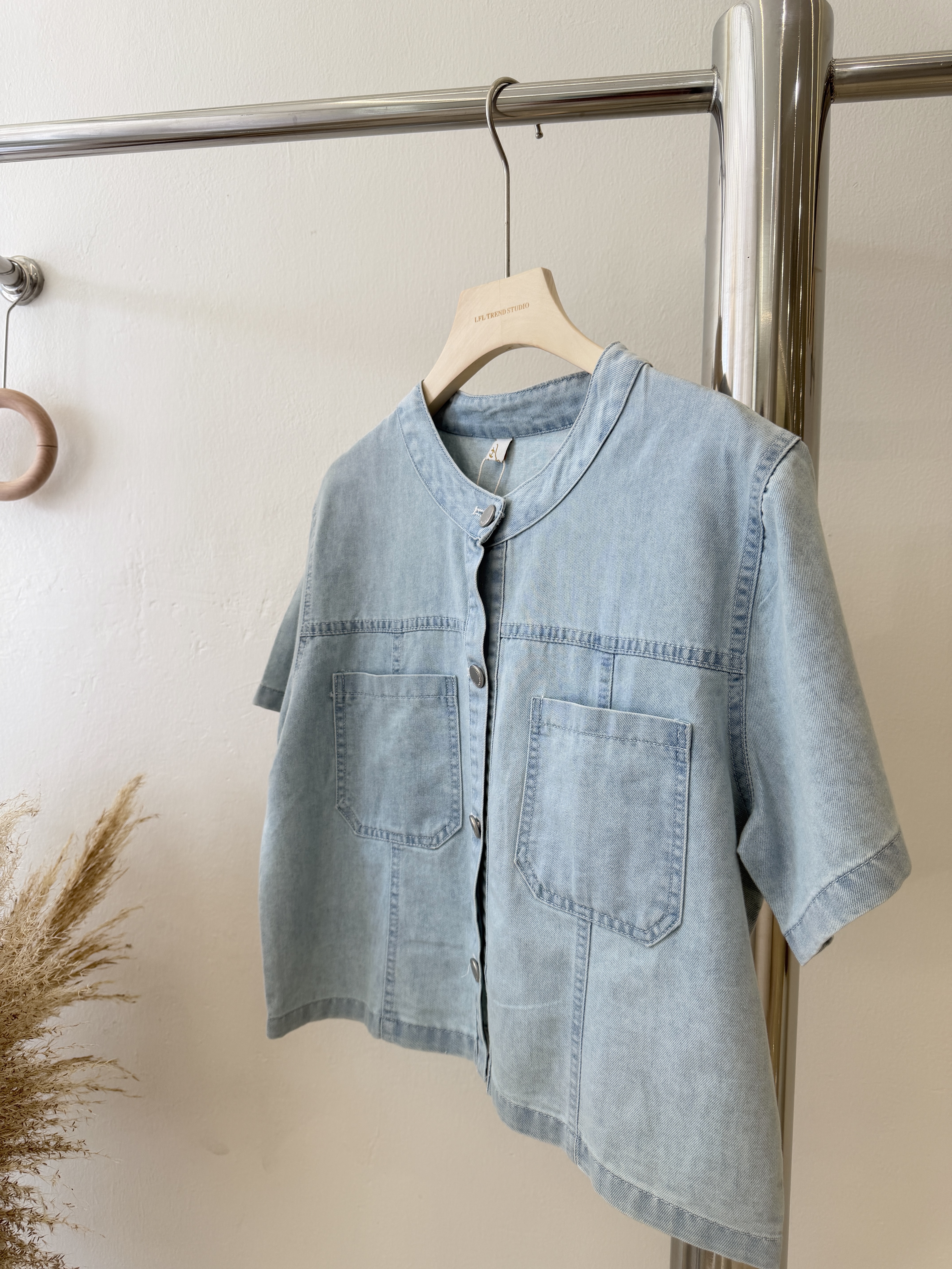 6515 气质圆领牛仔短袖