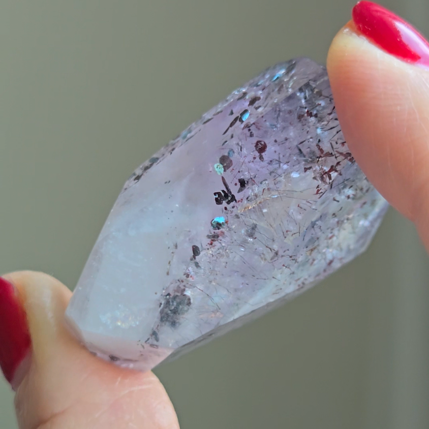 Amethyst with sparkly mica and red hematite - S777
