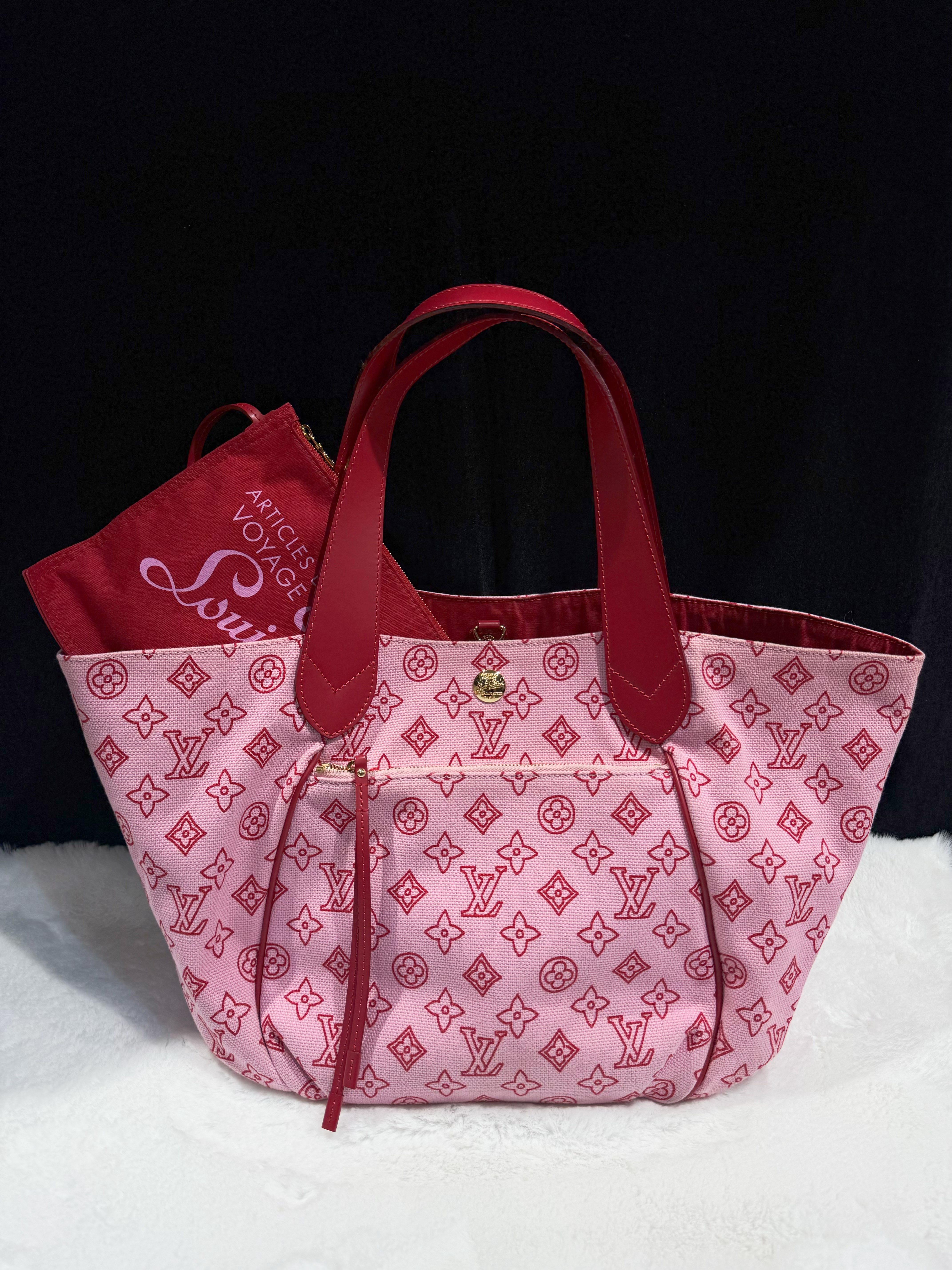 LV canvas tote pink/red 