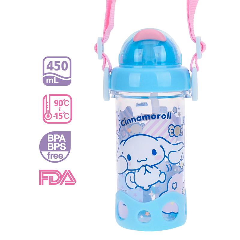 Cinnamoroll 450ml BPA & BPS Free Water Bottle w/ Straw & Neck Strap 膠水樽連飲管及頸繩