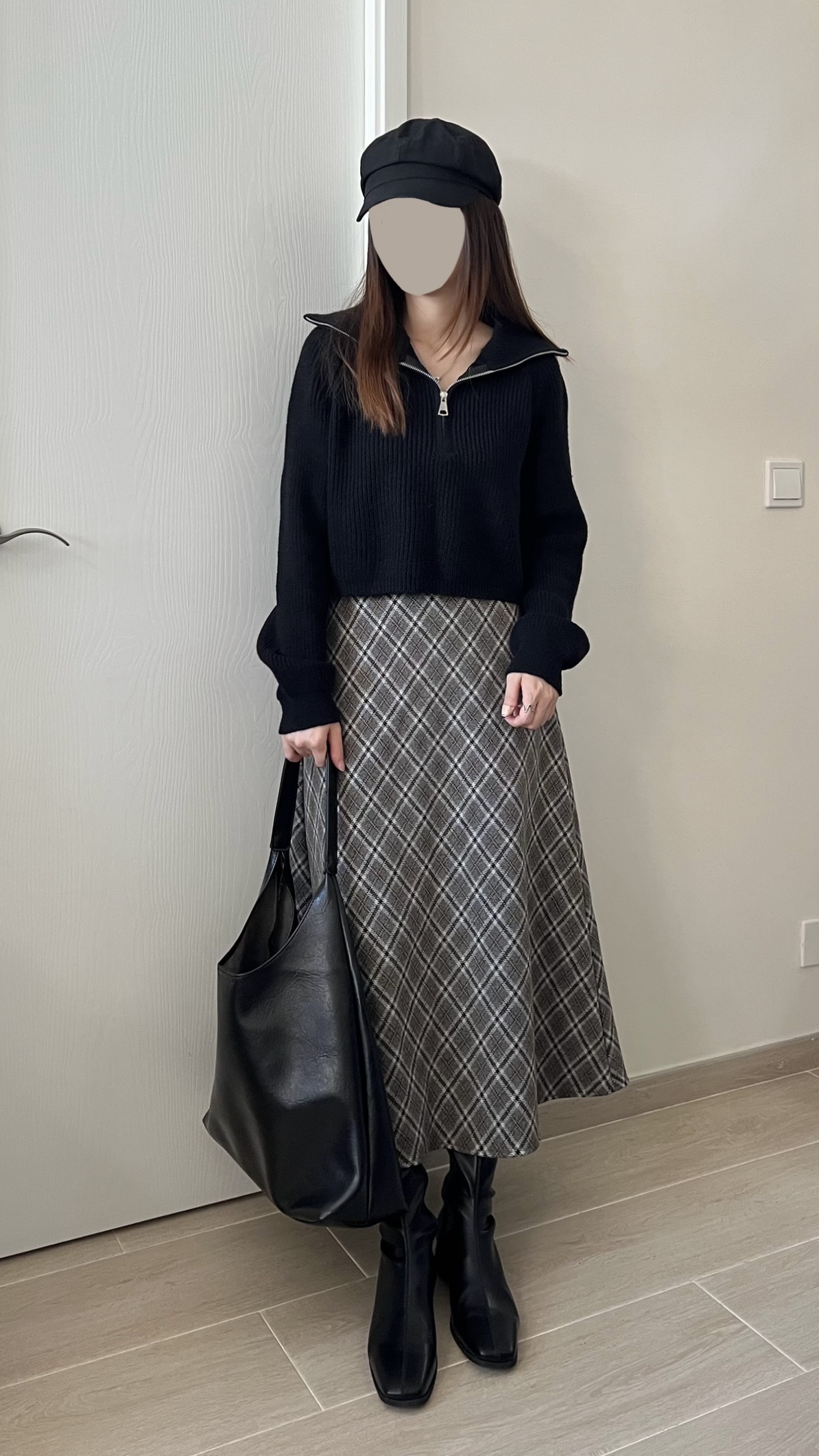 高質秋冬菱形格紋長裙 現貨