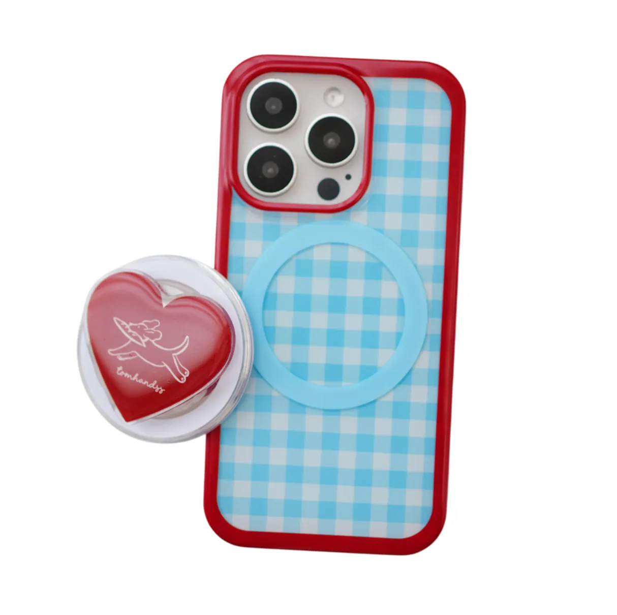 【Lovely Woofy (Blue Checked)】MagSafe iPhone Case+手機支架