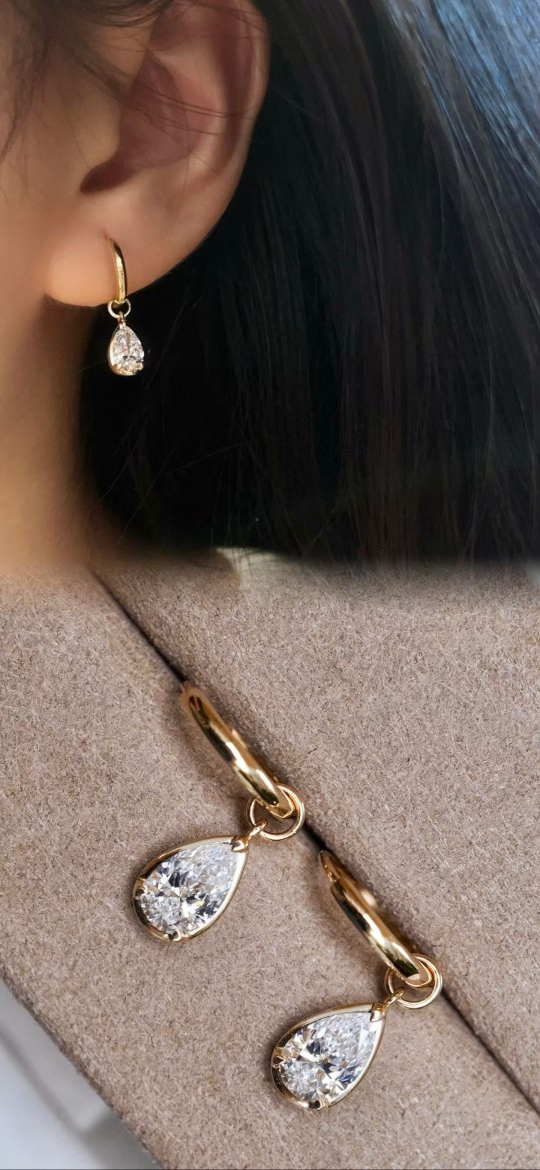 18K培育鑽石耳圈