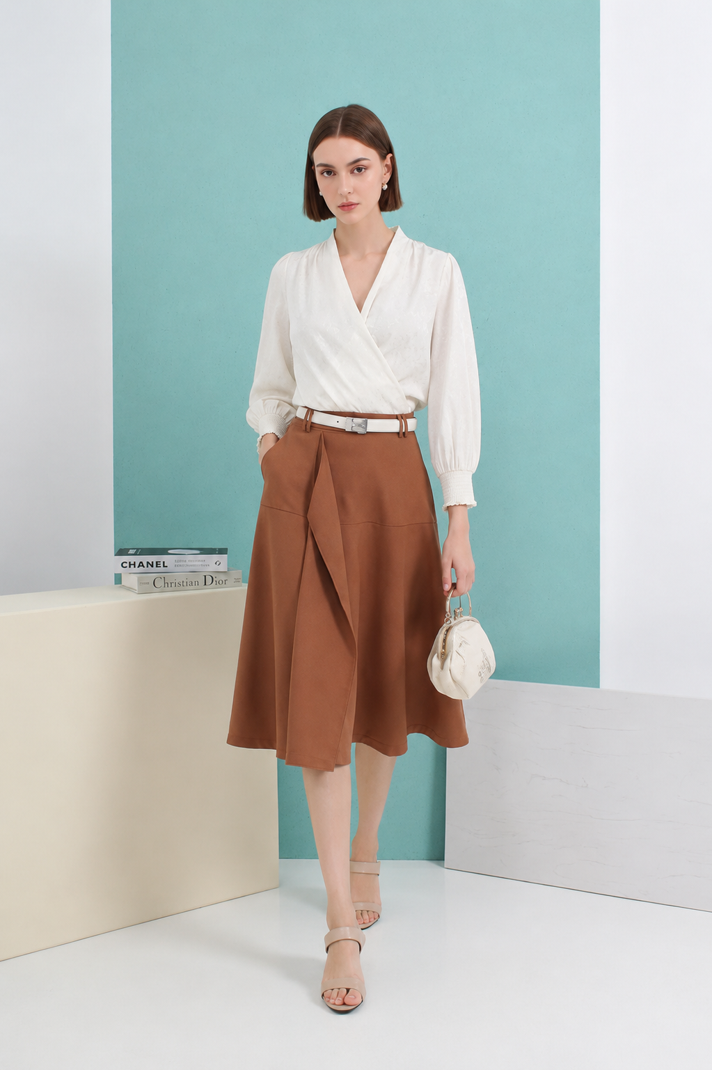 MF88108 Eleanor Drape Midi Skirt