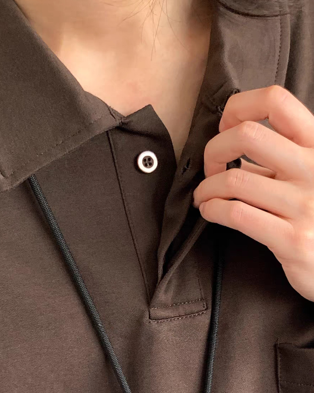 W07中性百搭口袋polo短袖上衣