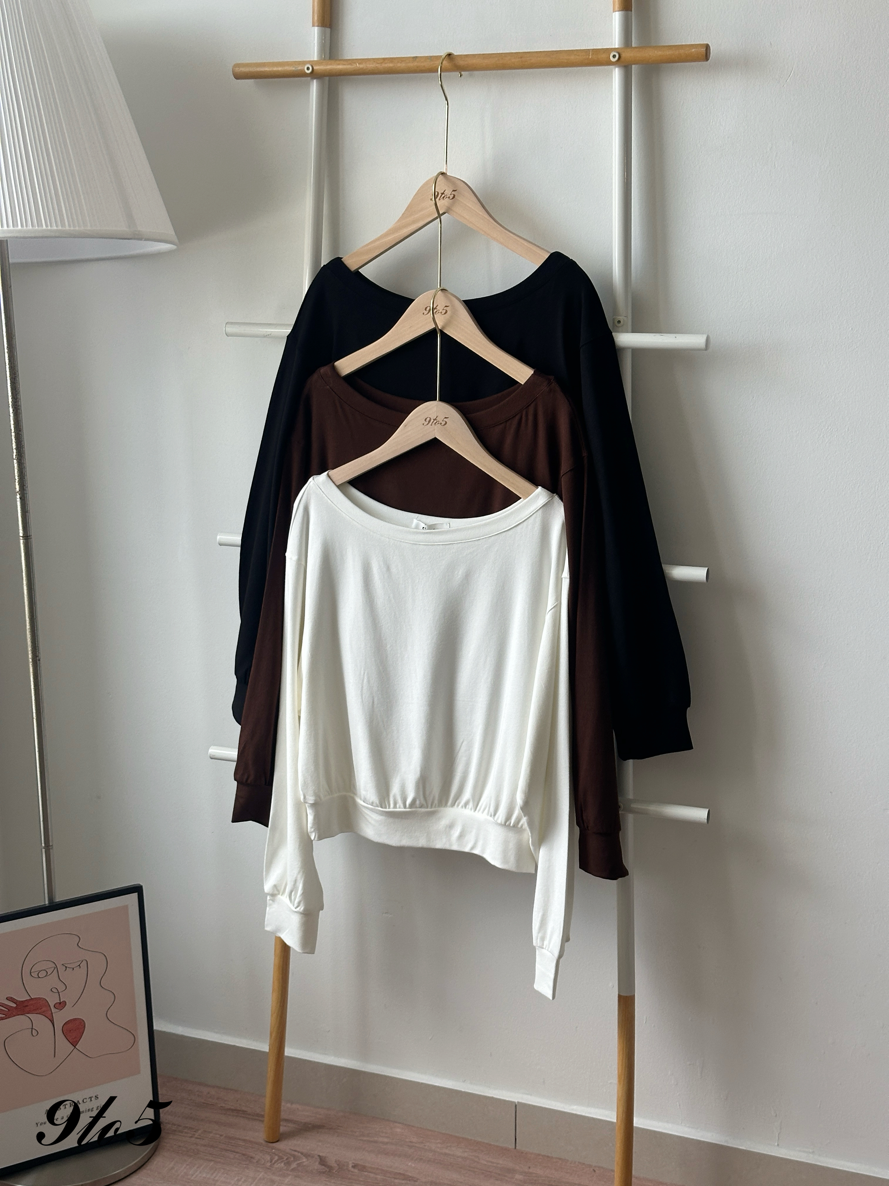 T4356 Long Sleeve Boat Neck Top - 3 Colors 
