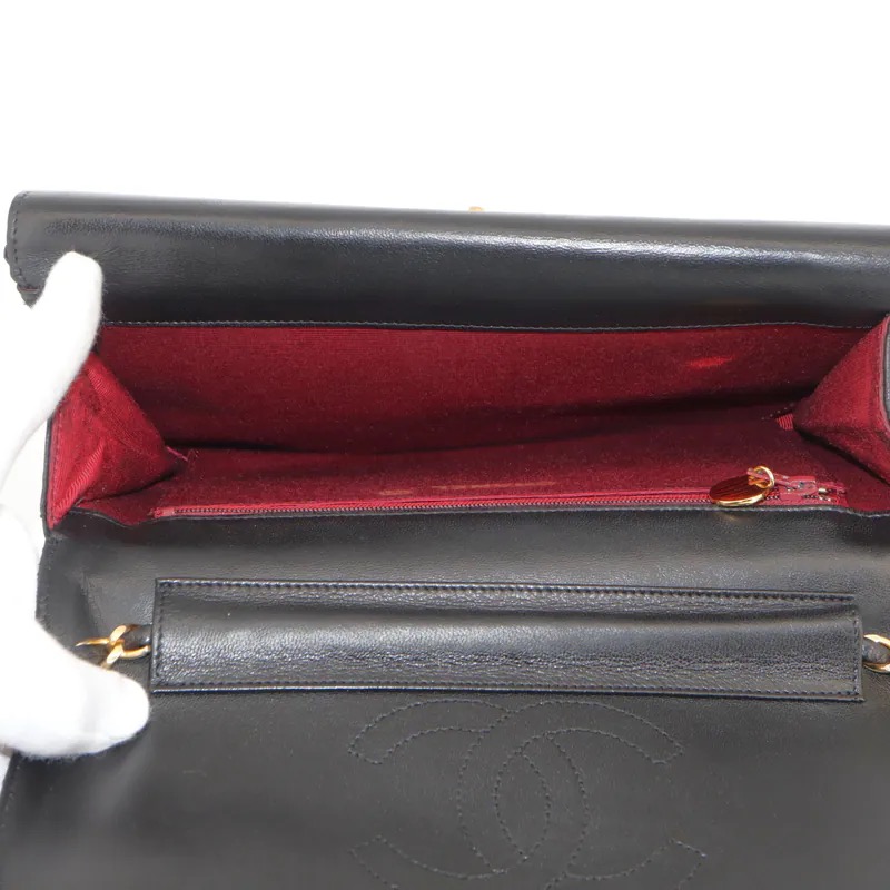 Chanel Vintage Matelasse Coco Mark Half Moon Double Flap Bag